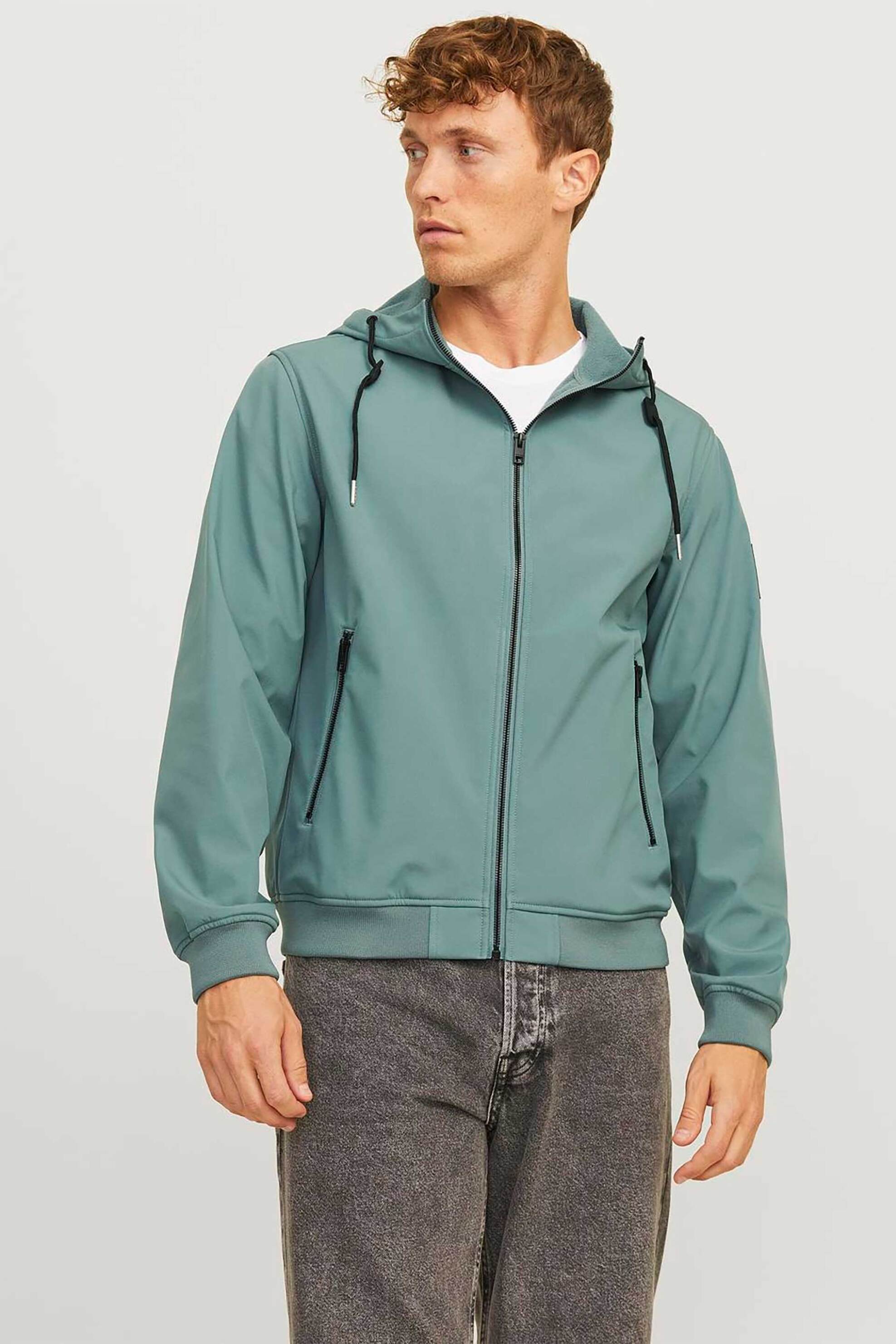 JACK & JONES JACK & JONES ανδρική ζακέτα φούτερ μονόχρωμη με κουκούλα - 12236300 Βεραμάν