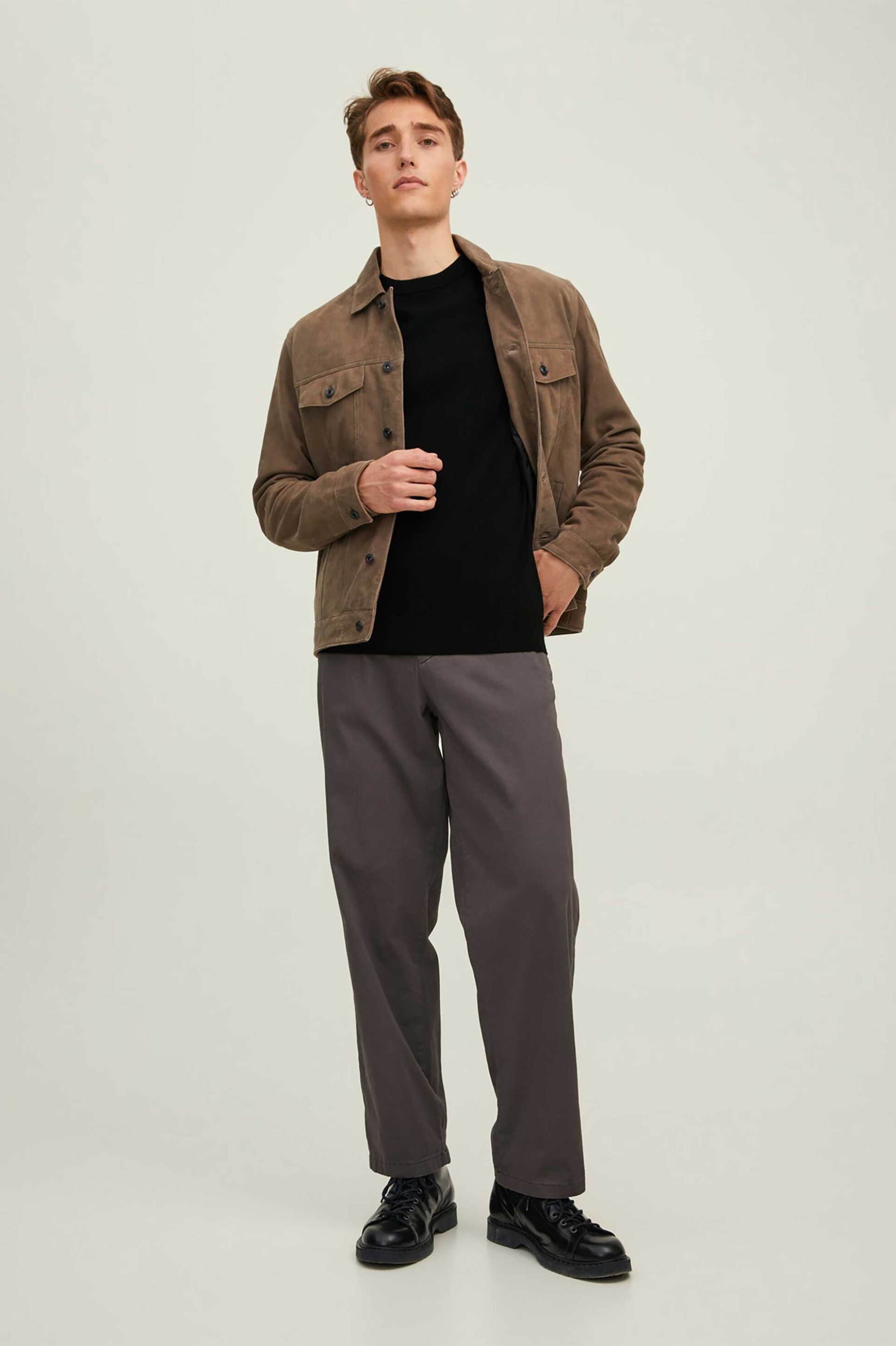 JACK & JONES ανδρικό μάλλινο πουλόβερ μονόχρωμο Regular Fit - 12216817 Μαύρο φωτογραφία