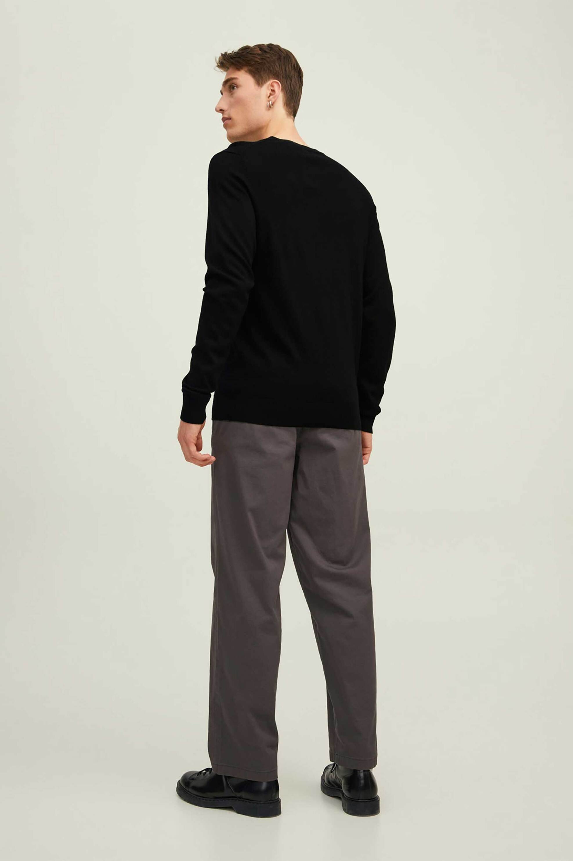 JACK & JONES ανδρικό μάλλινο πουλόβερ μονόχρωμο Regular Fit - 12216817 Μαύρο φωτογραφία