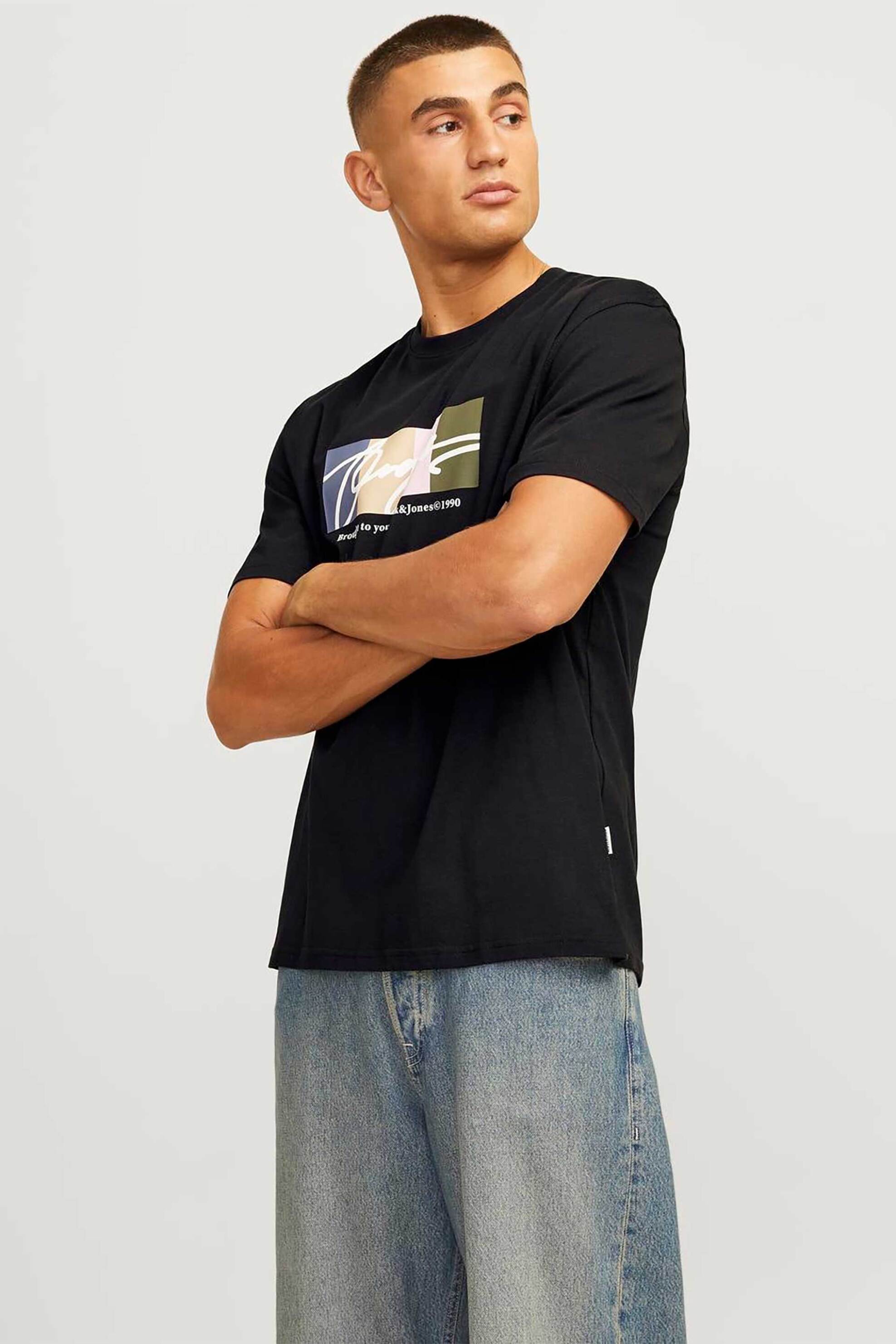 JACK & JONES JACK & JONES ανδρικό T-shirt με graphic print - 12262662 Μαύρο
