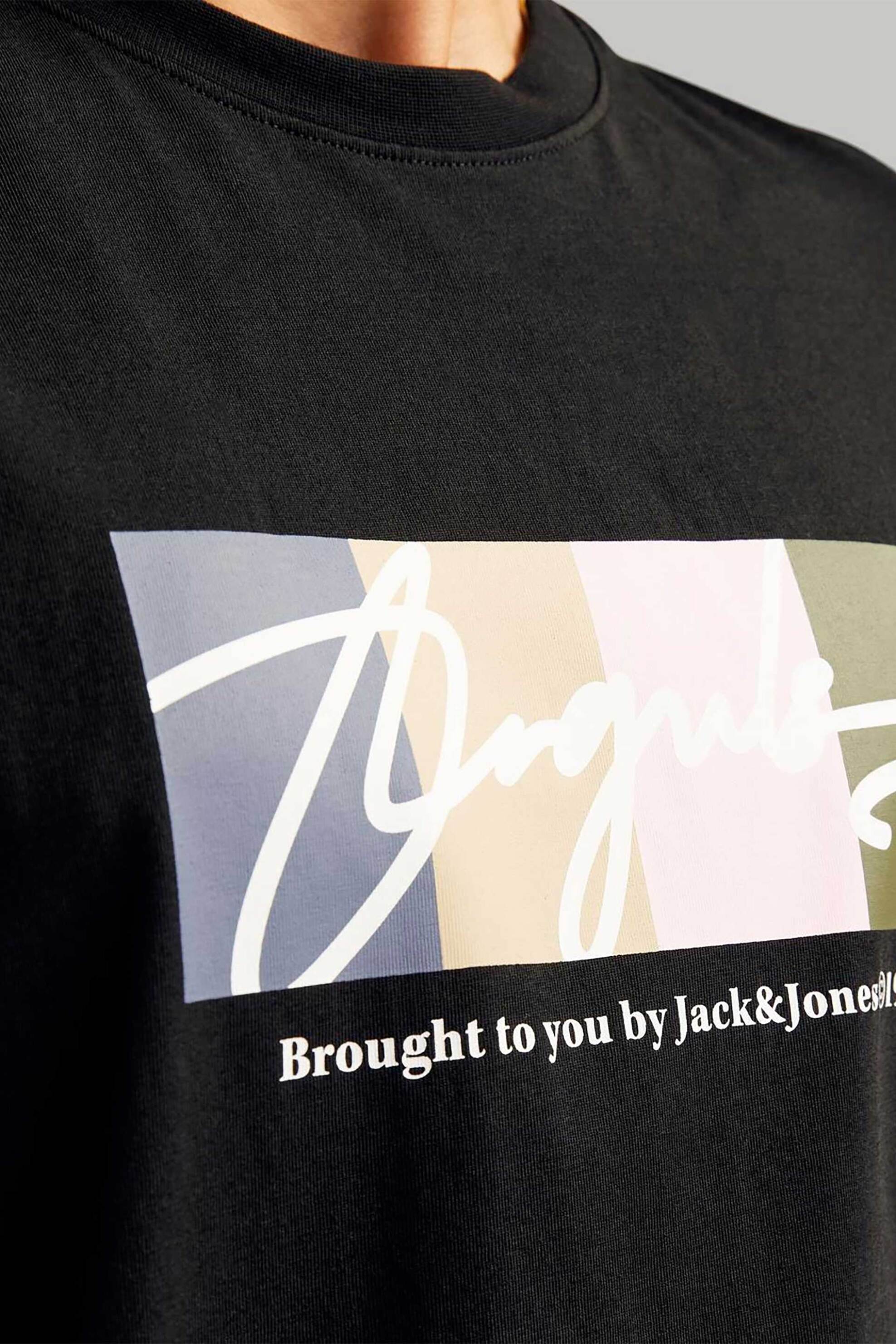 JACK & JONES ανδρικό T-shirt με graphic print - 12262662 Μαύρο φωτογραφία
