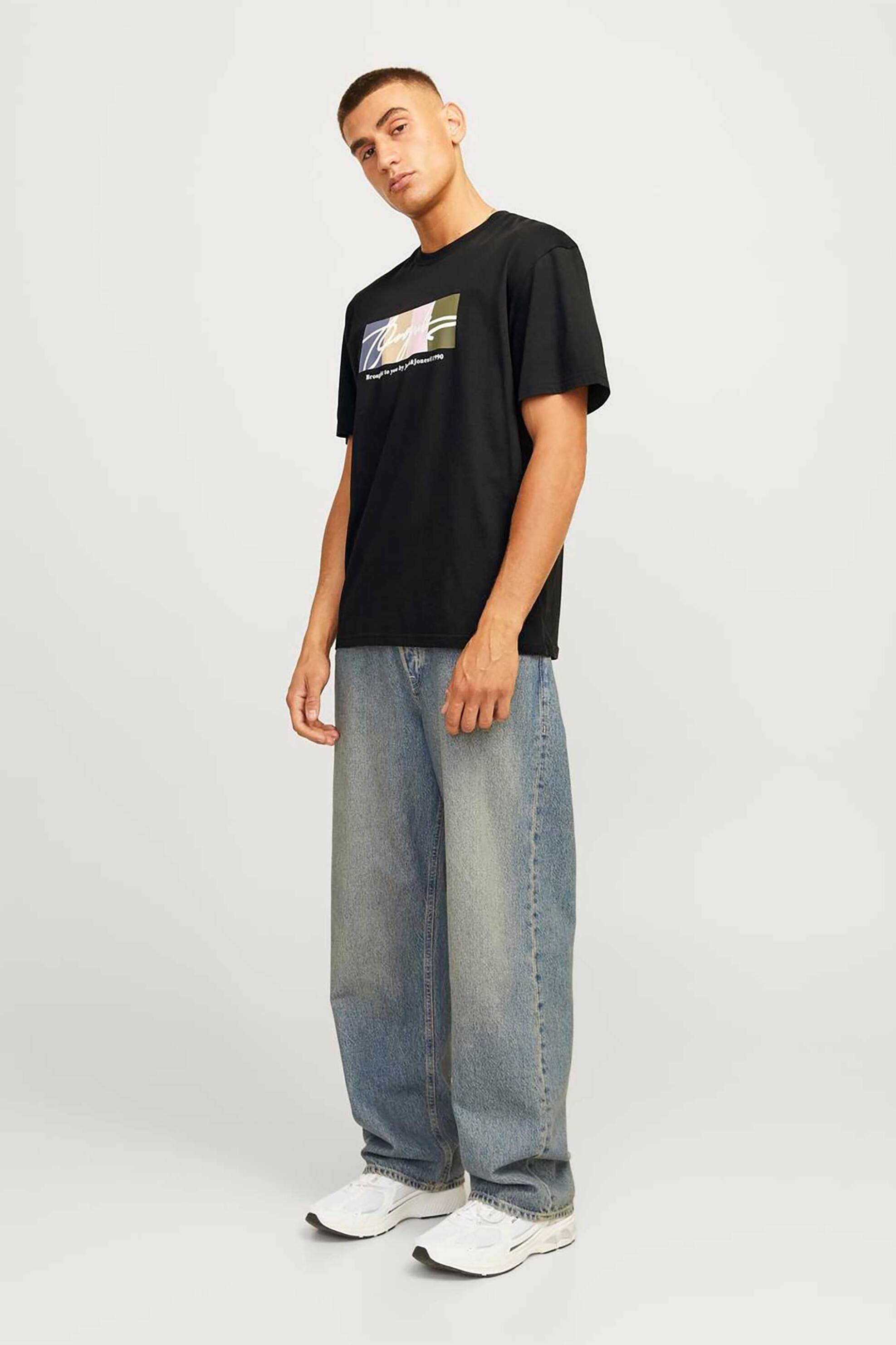 JACK & JONES ανδρικό T-shirt με graphic print - 12262662 Μαύρο φωτογραφία