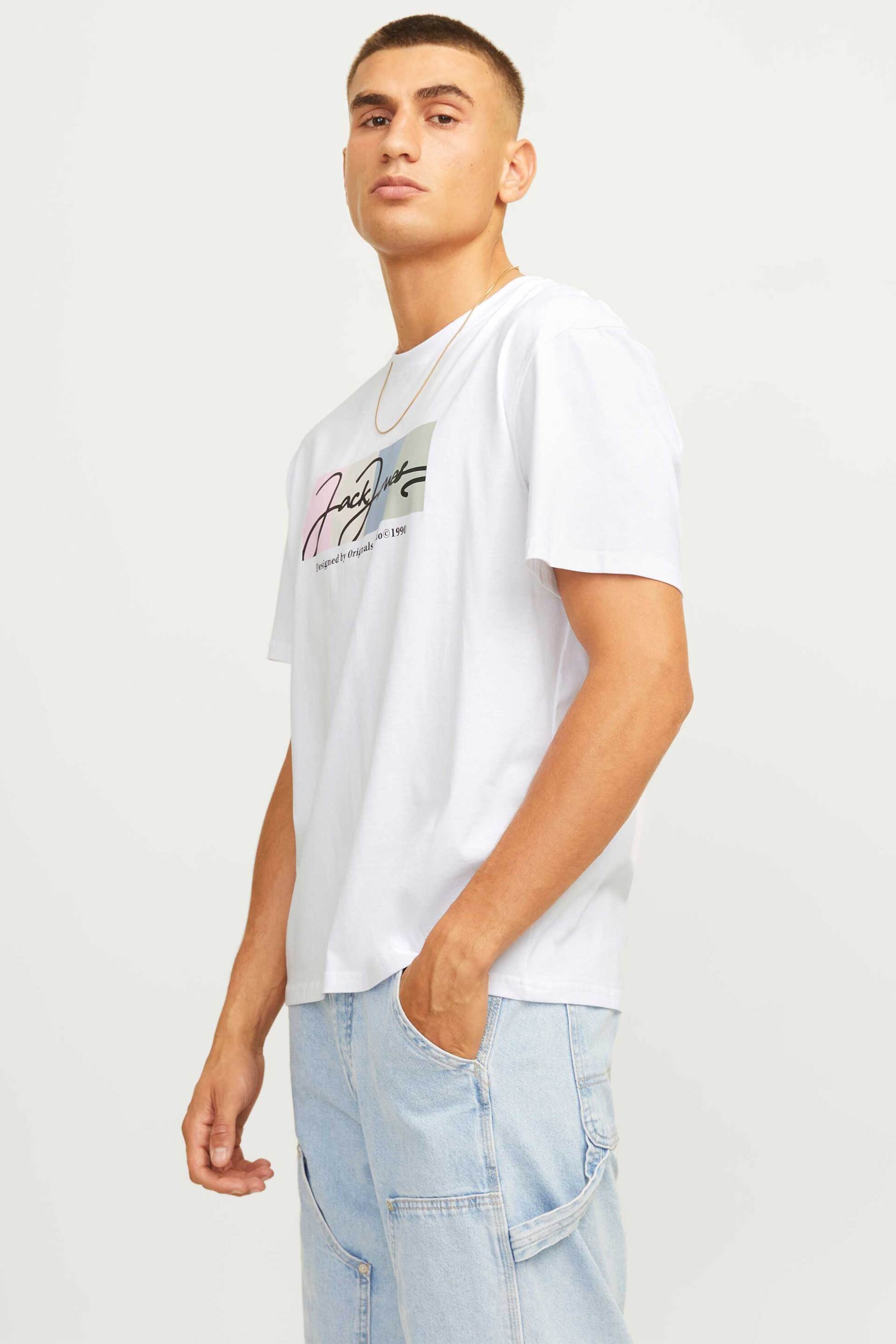 JACK & JONES ανδρικό T-shirt με graphic print - 12262662 Λευκό