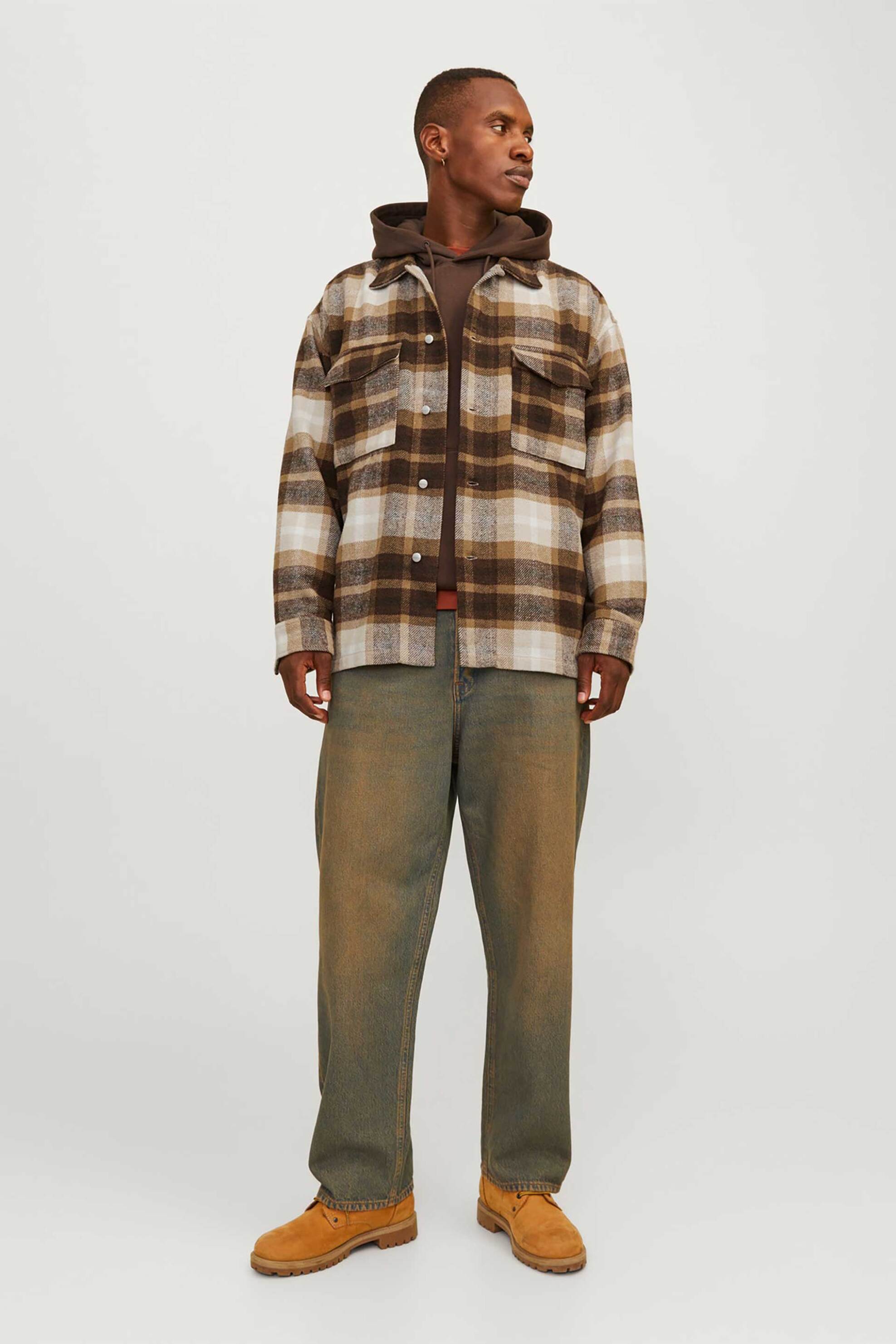 JACK & JONES ανδρικό overshirt με καρό σχέδιο - 12260658 Καφέ φωτογραφία