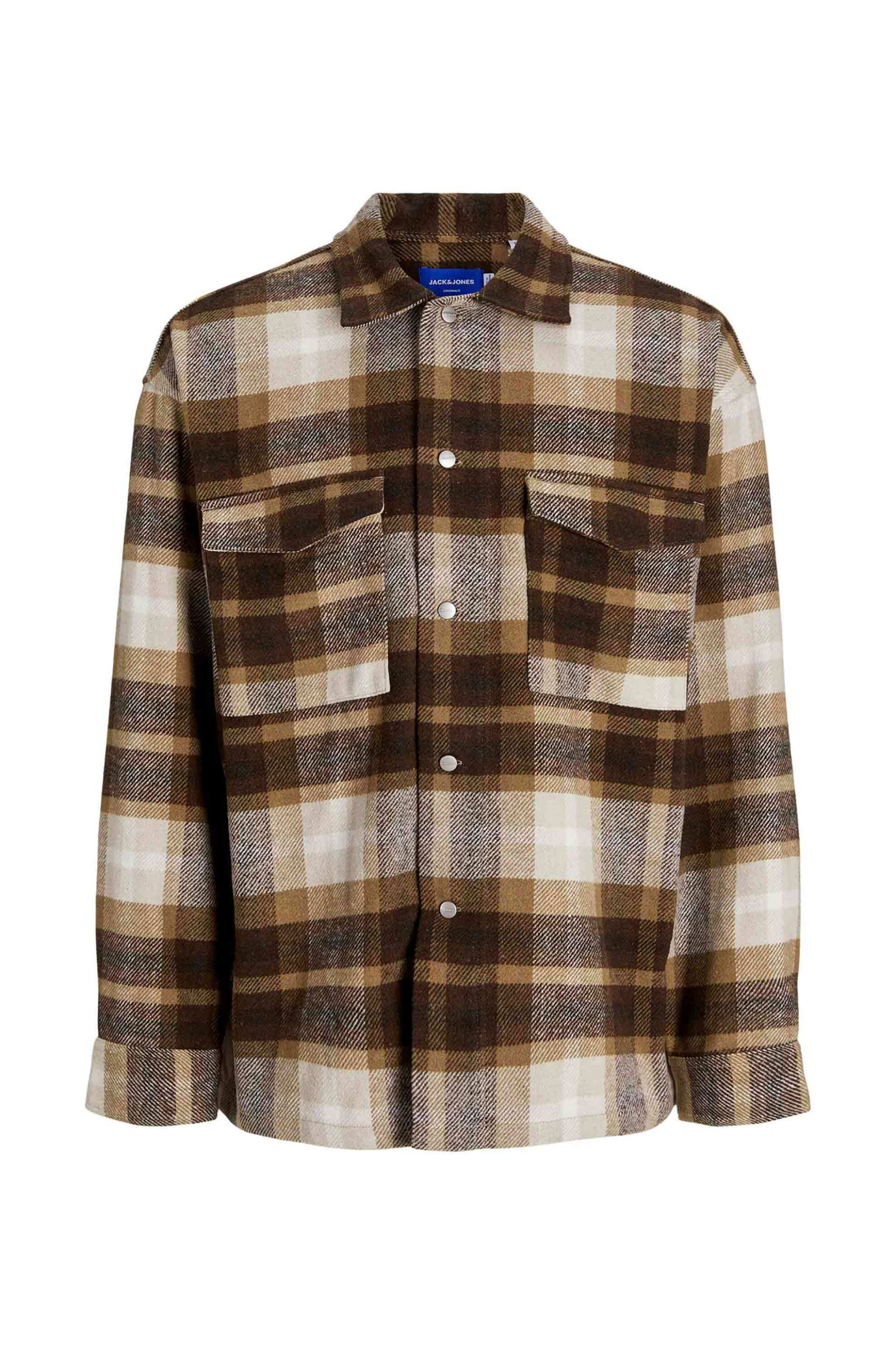 JACK & JONES ανδρικό overshirt με καρό σχέδιο - 12260658 Καφέ φωτογραφία