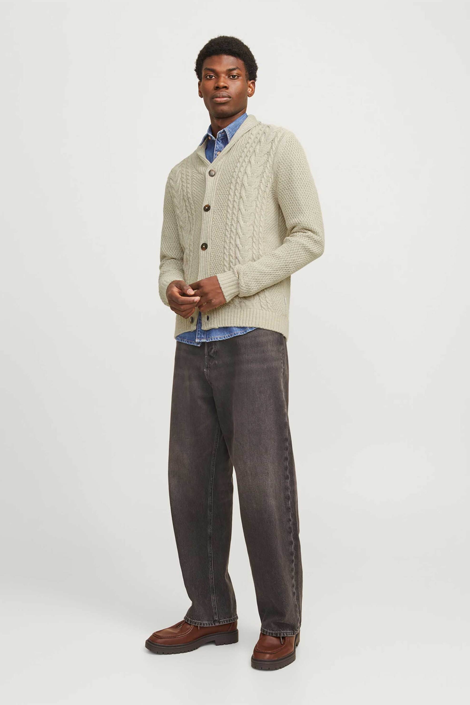 JACK & JONES ανδρική ζακέτα με σχέδιο στην πλέξη - 12258484 Γκρι φωτογραφία