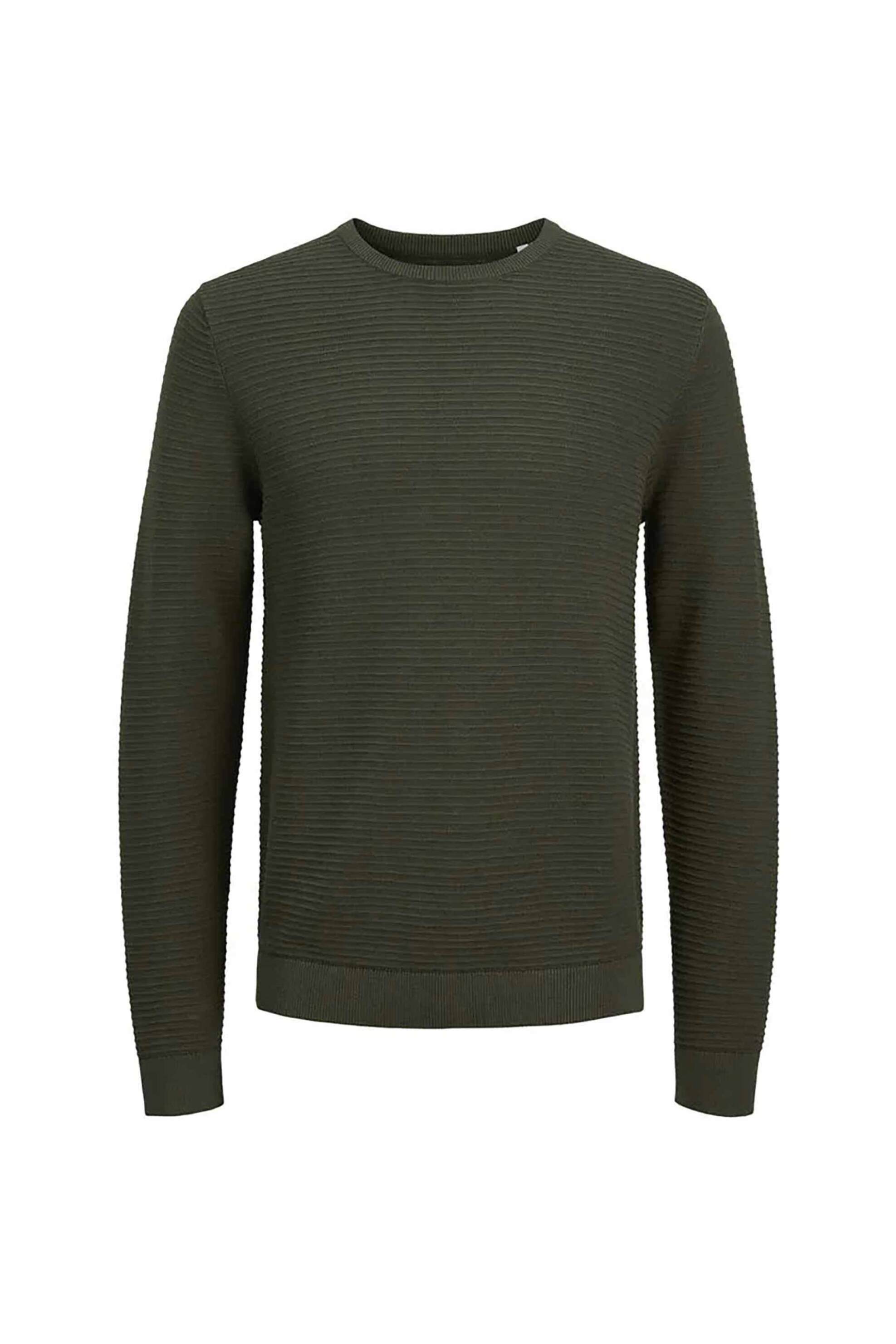 JACK & JONES ανδρική πλεκτή μπλούζα μονόχρωμη Regular Fit - 12258571 Χακί