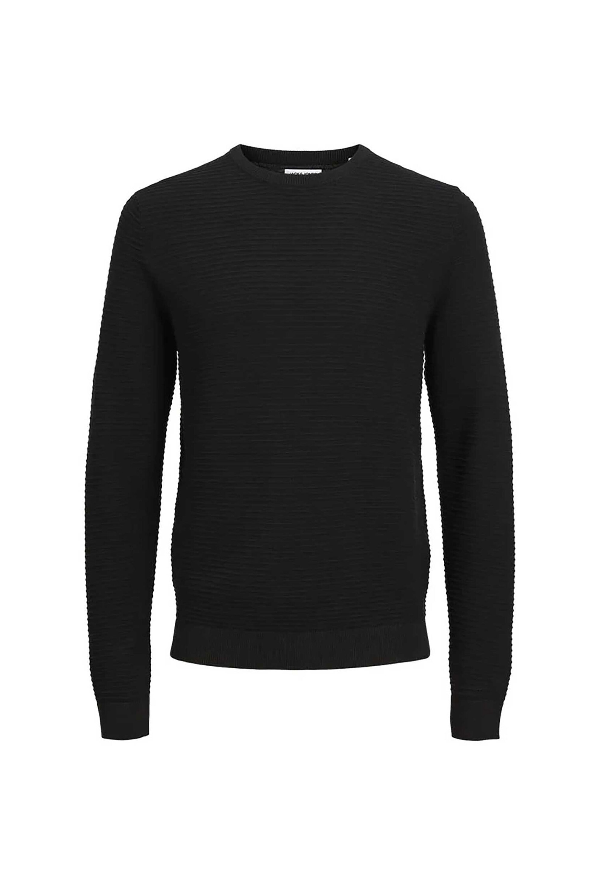 JACK & JONES JACK & JONES ανδρική πλεκτή μπλούζα μονόχρωμη Regular Fit - 12258571 Μαύρο
