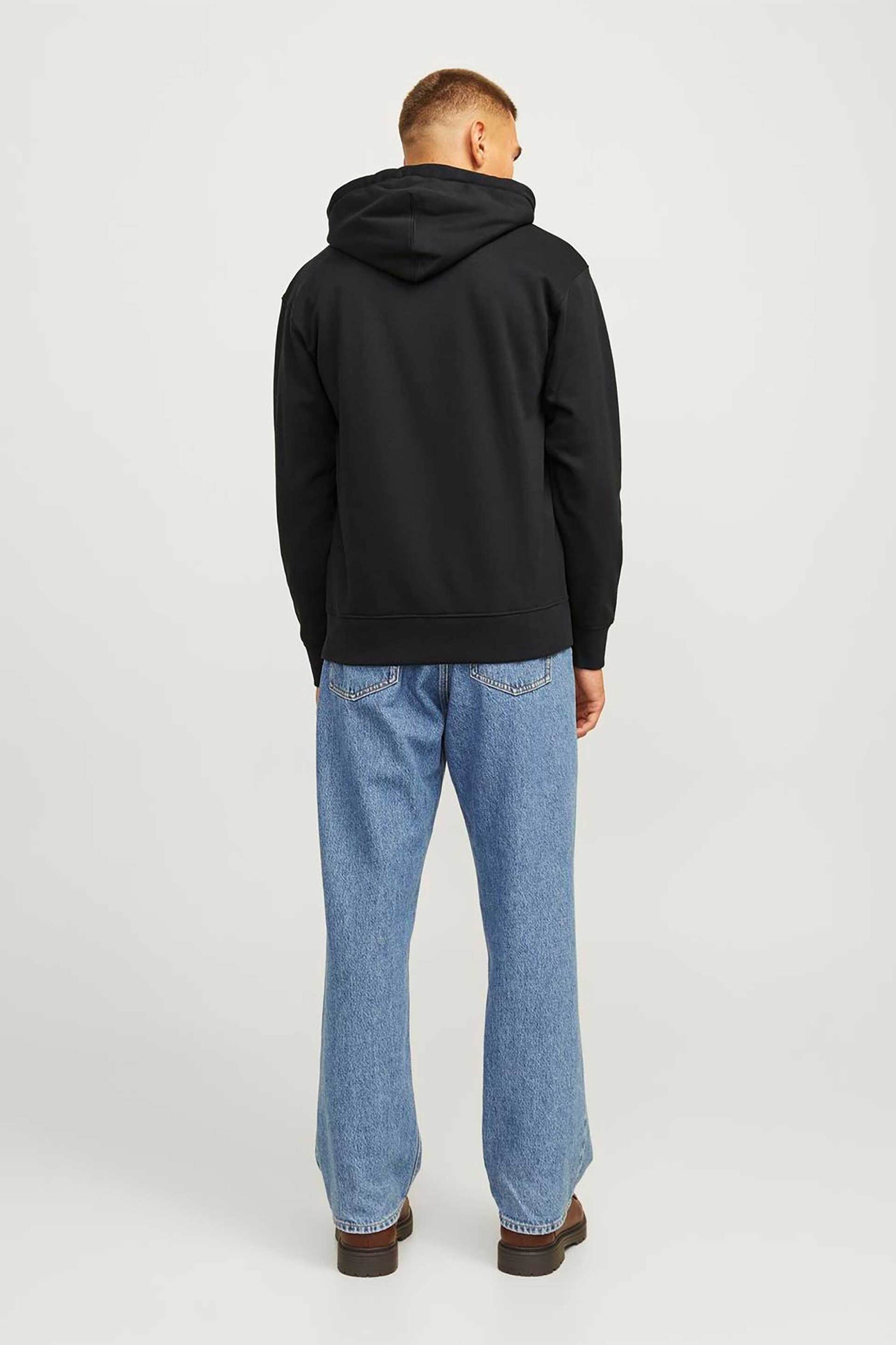 JACK & JONES ανδρική μπλούζα φούτερ με graphic print και κουκούλα - 12262421 Μαύρο φωτογραφία