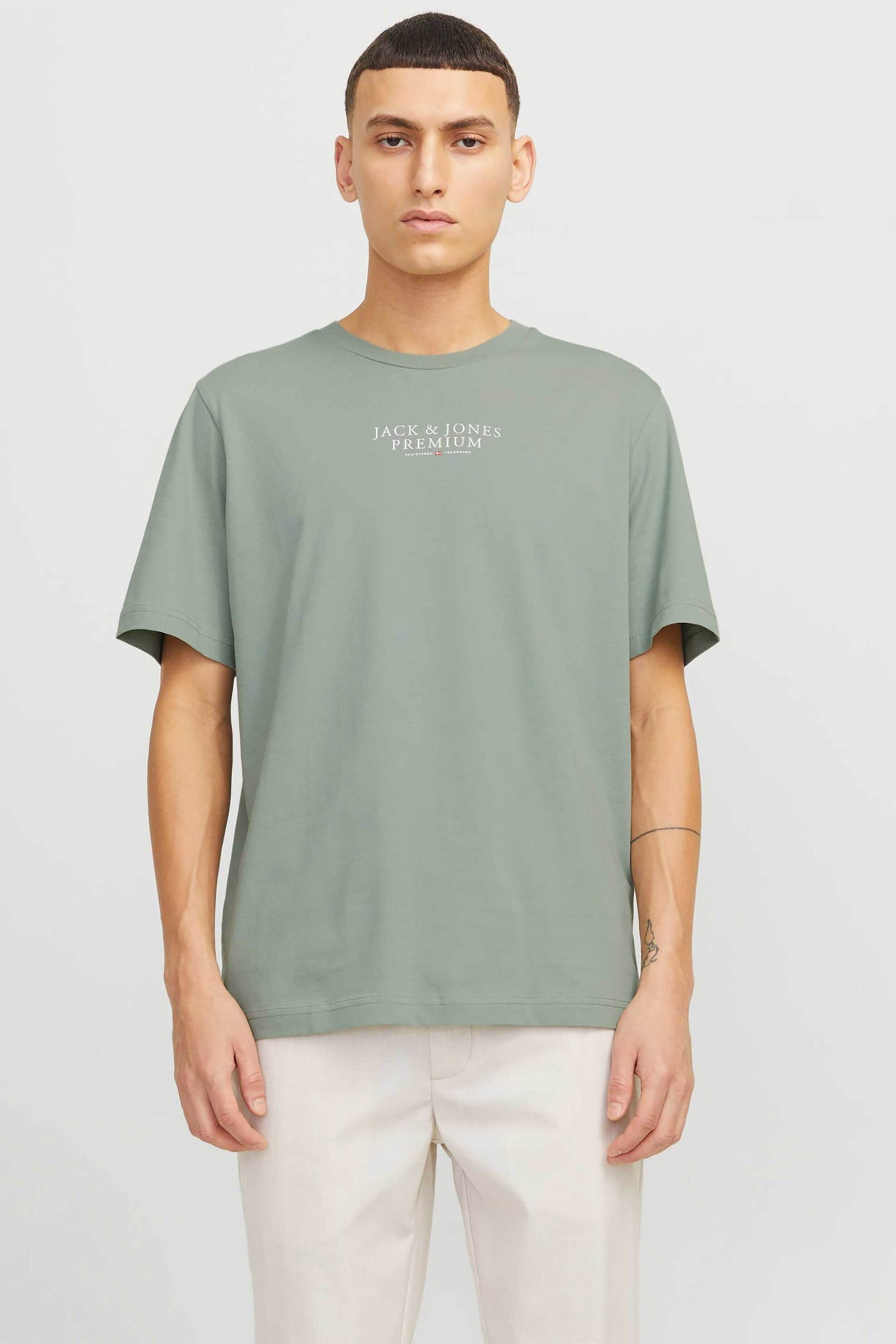 JACK & JONES ανδρικό T-shirt με logo print Regular Fit - 12217167 Βεραμάν