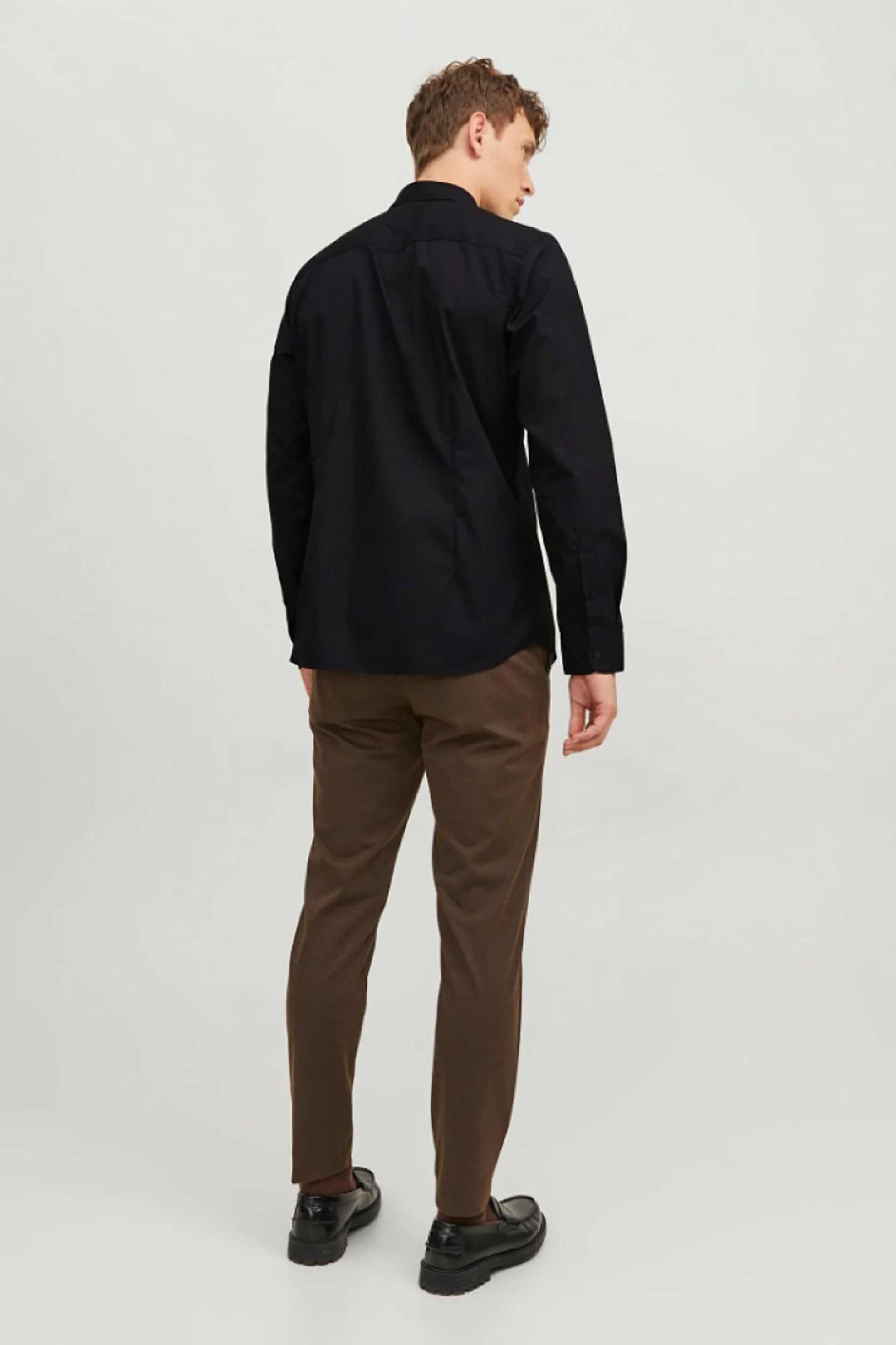 JACK & JONES ανδρικό πουκάμισο μονόχρωμο - 12187222 Μαύρο φωτογραφία