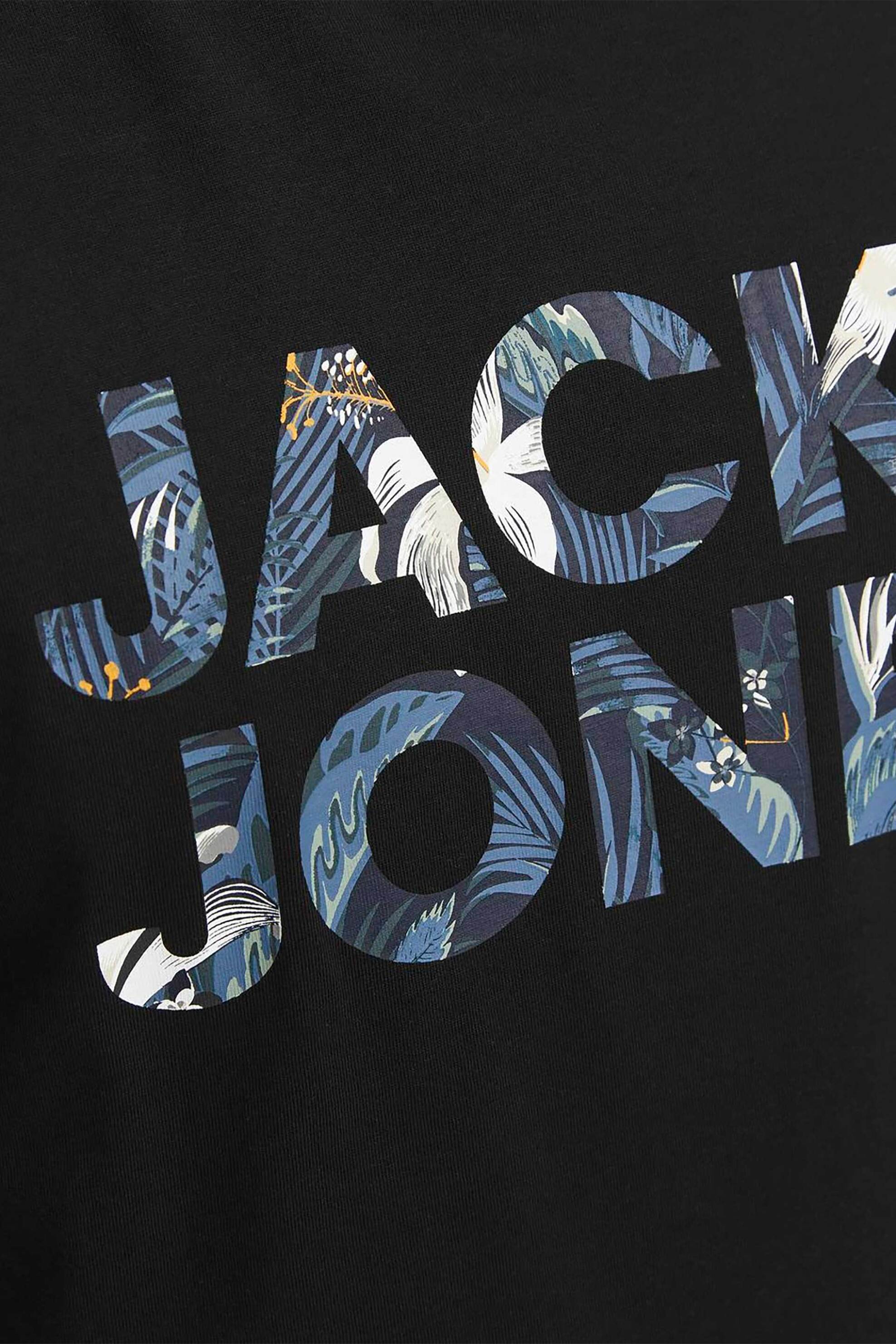JACK & JONES ανδρικό T-shirt μονόχρωμο με logo print - 12268127 Μαύρο φωτογραφία
