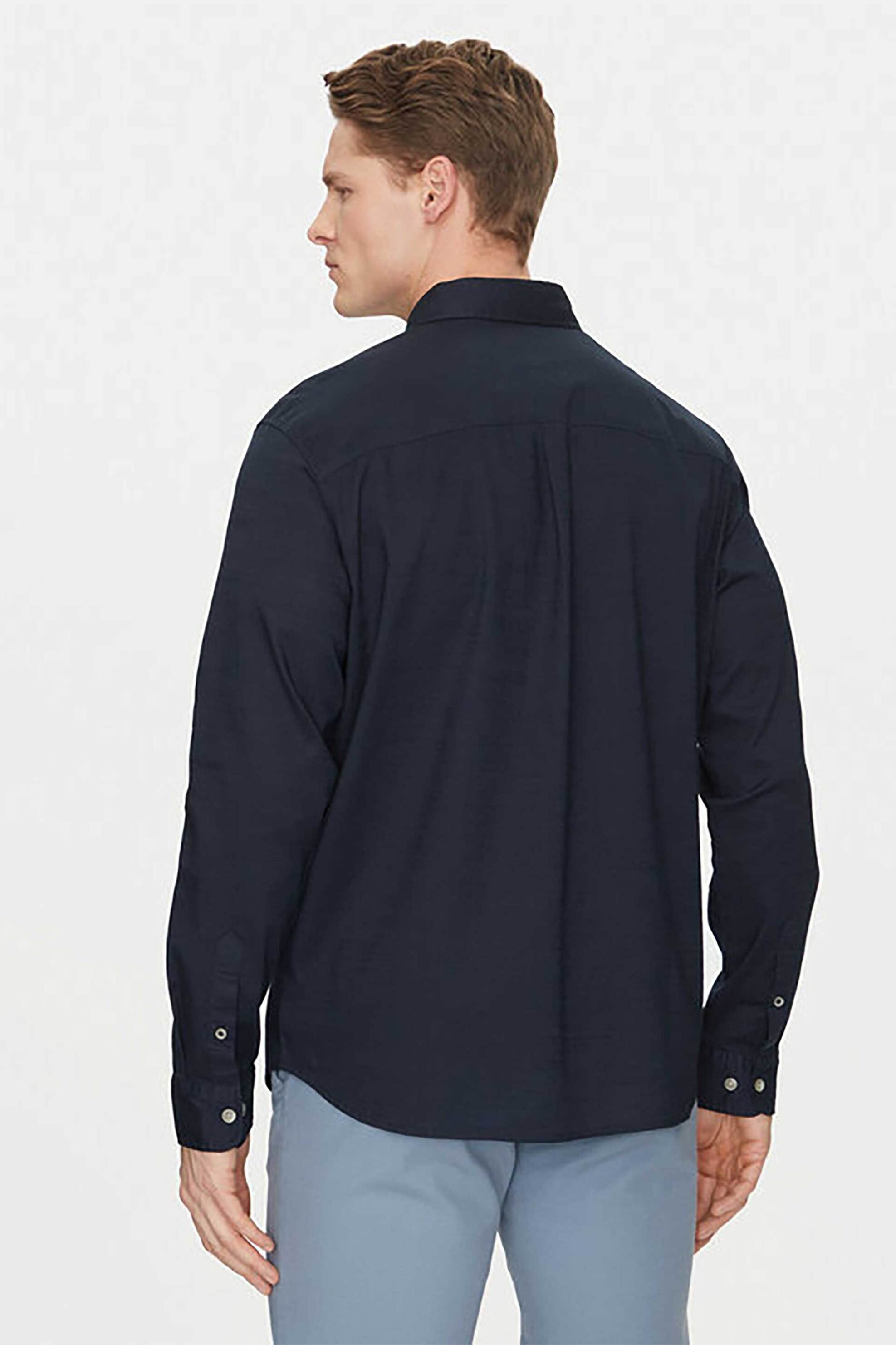 Jack Jones Ανδρικό Μονόχρωμο Πουκάμισο Relaxed Fit - 12270085 Μπλε Σκούρο