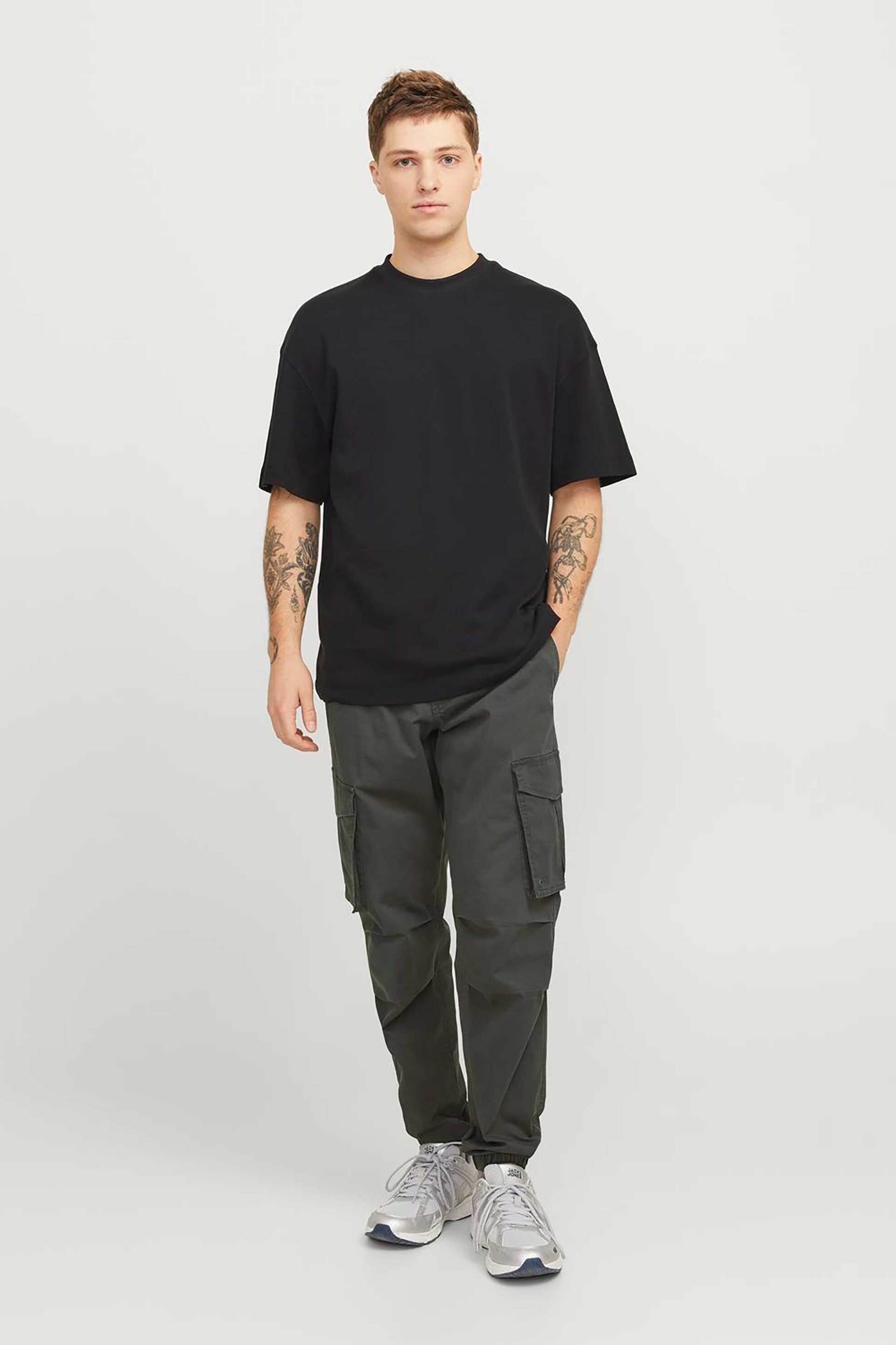 JACK & JONES JACK & JONES ανδρικό παντελόνι cargo μονόχρωμο Relaxed Fit - 12242264 Χακί