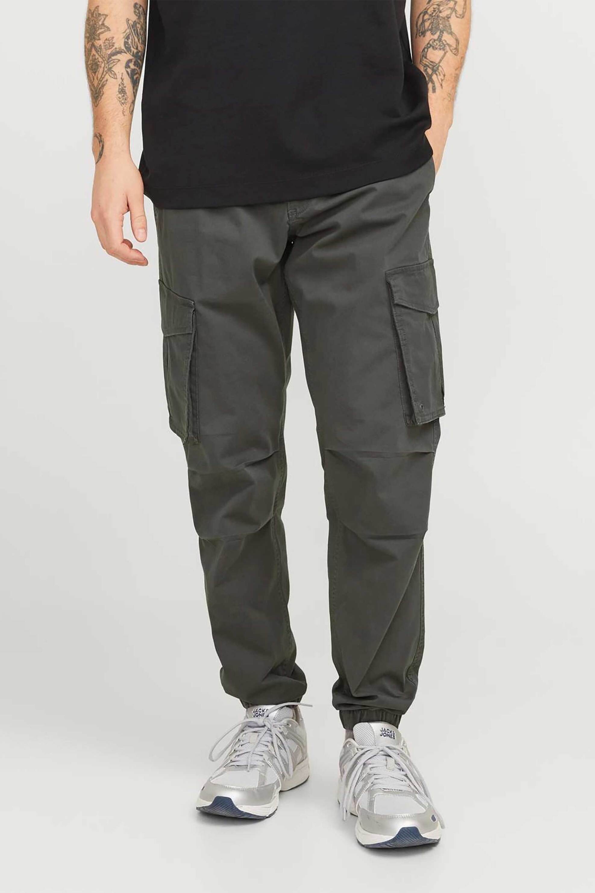 JACK & JONES ανδρικό παντελόνι cargo μονόχρωμο Relaxed Fit - 12242264 Χακί φωτογραφία