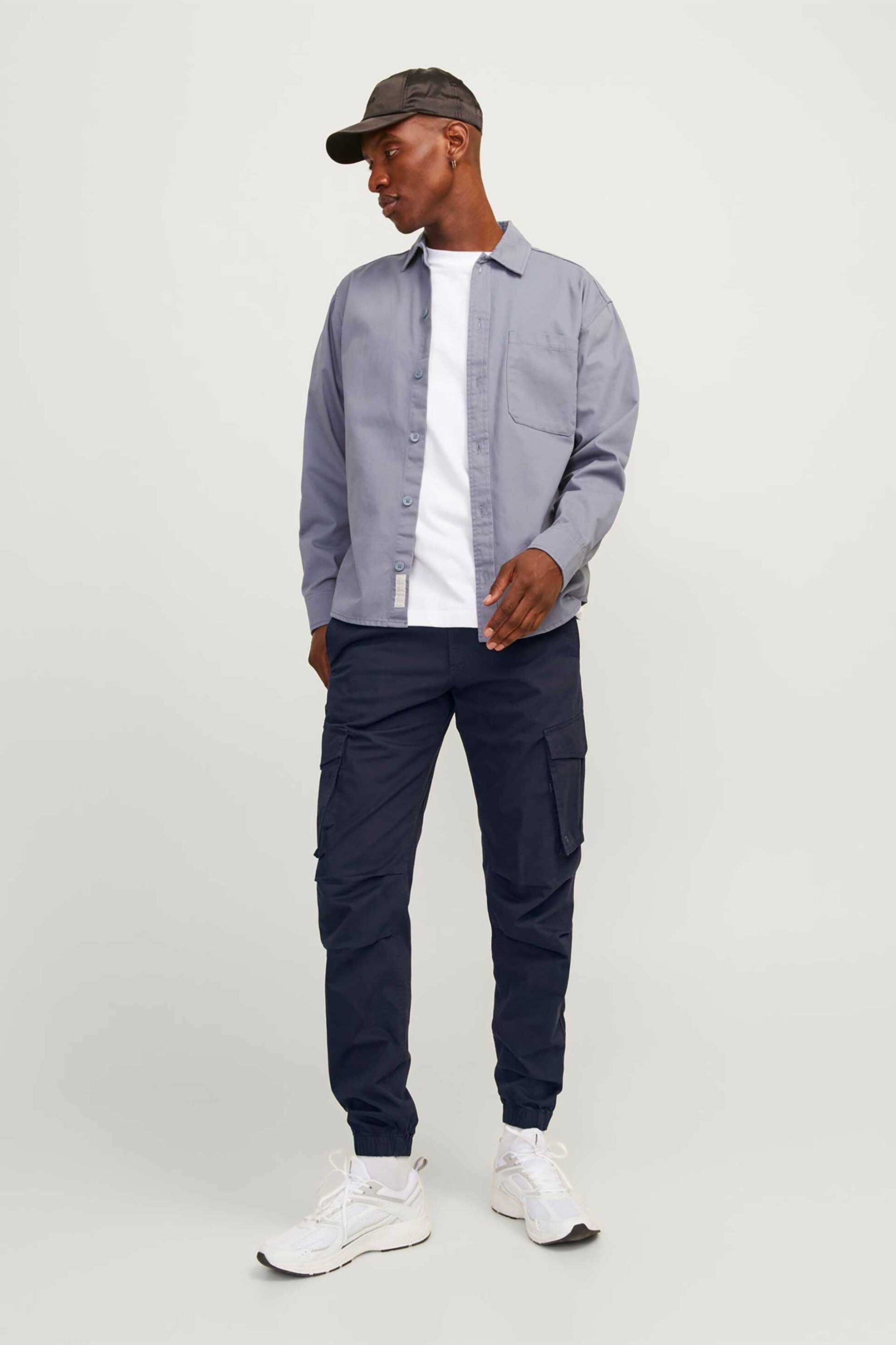JACK & JONES JACK & JONES ανδρικό παντελόνι cargo μονόχρωμο Relaxed Fit - 12242264 Σκούρο Μπλε