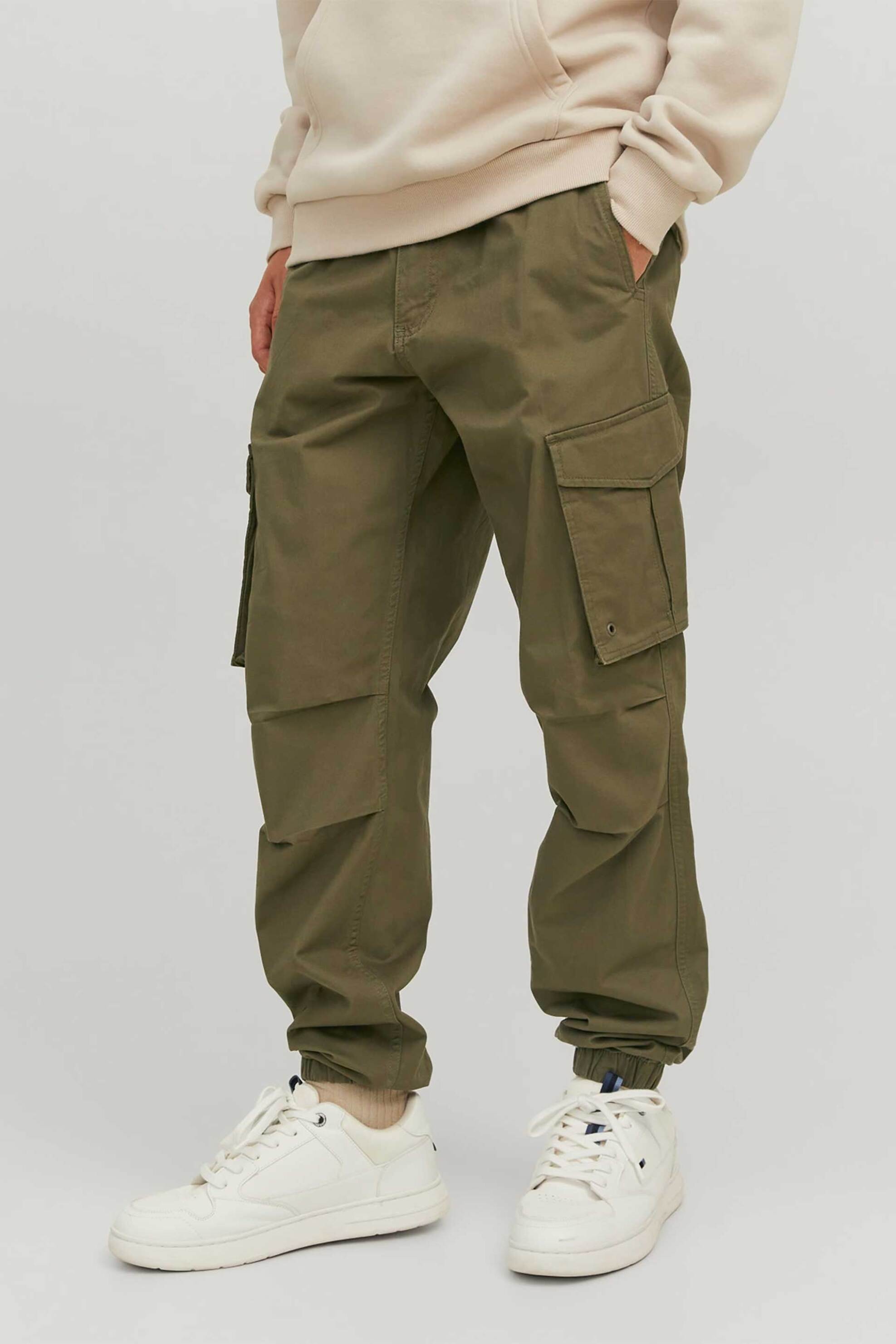 JACK & JONES ανδρικό παντελόνι cargo μονόχρωμο Relaxed Fit - 12242264 Λαδί φωτογραφία