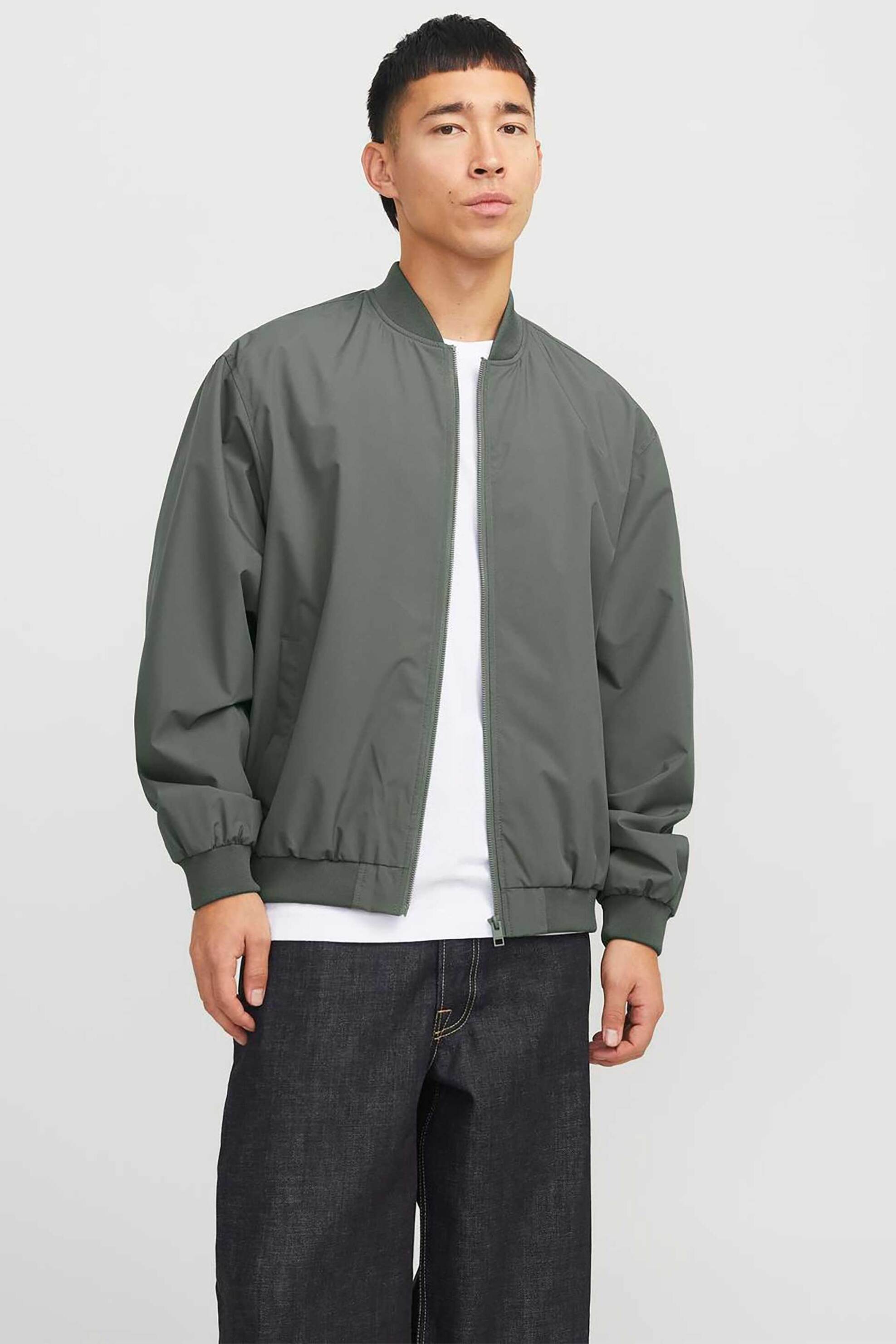 JACK & JONES JACK & JONES ανδρικό μονόχρωμο bomber jacket με λογότυπο - 12268608 Λαδί