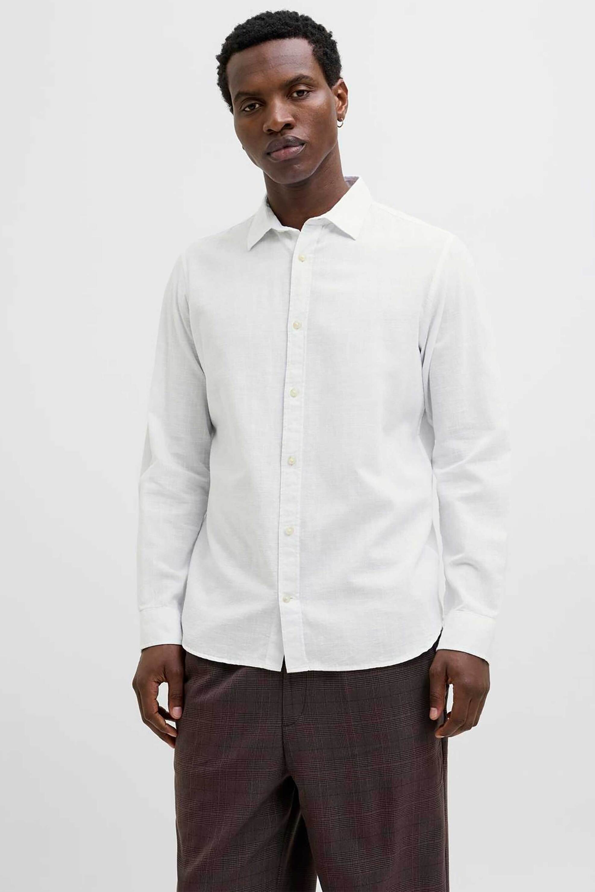 JACK & JONES ανδρικό πουκάμισο με ριγέ σχέδιο Relaxed Fit - 12269315 Λευκό