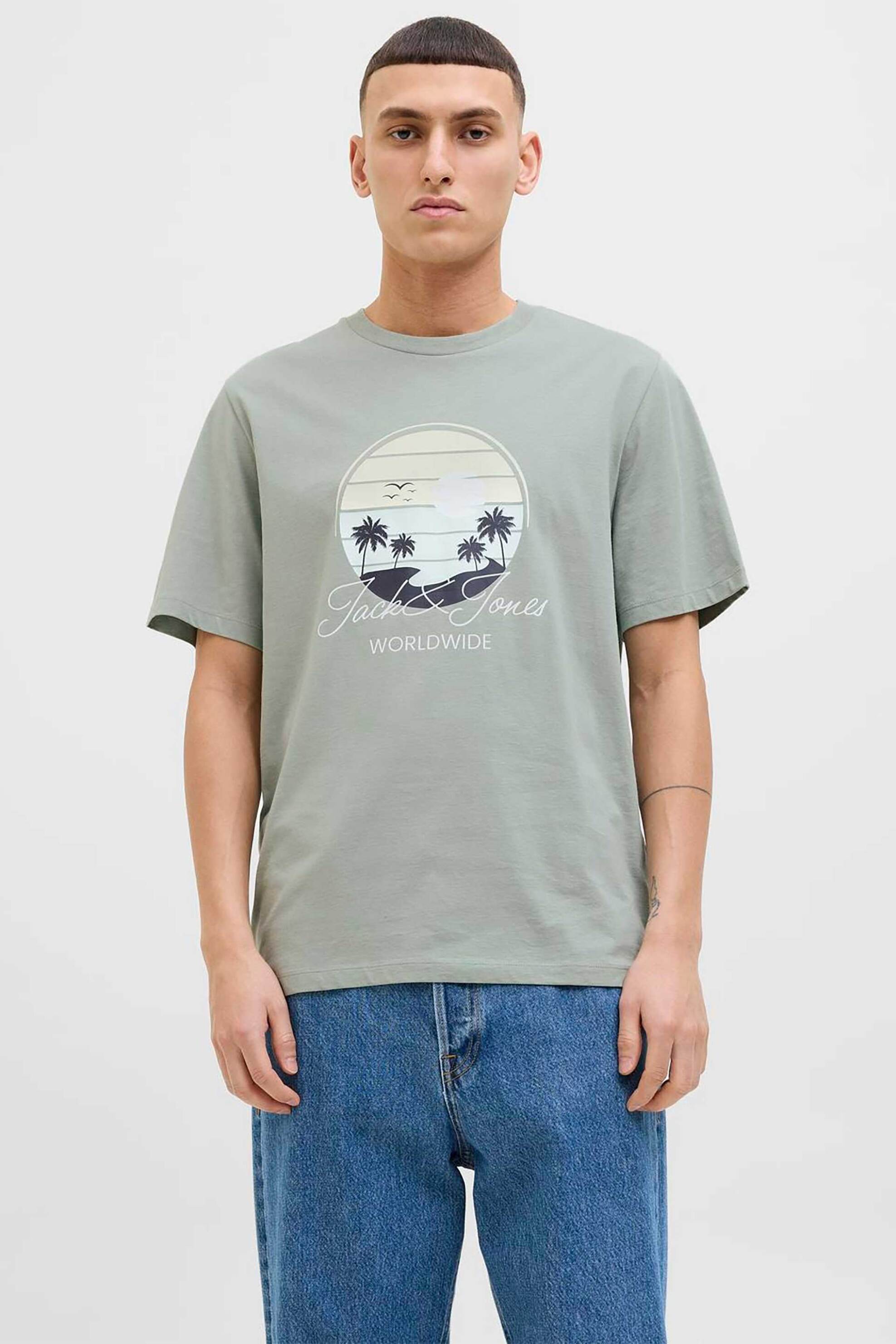 JACK & JONES ανδρικό T-shirt με λογότυπο - 12269418 Βεραμάν