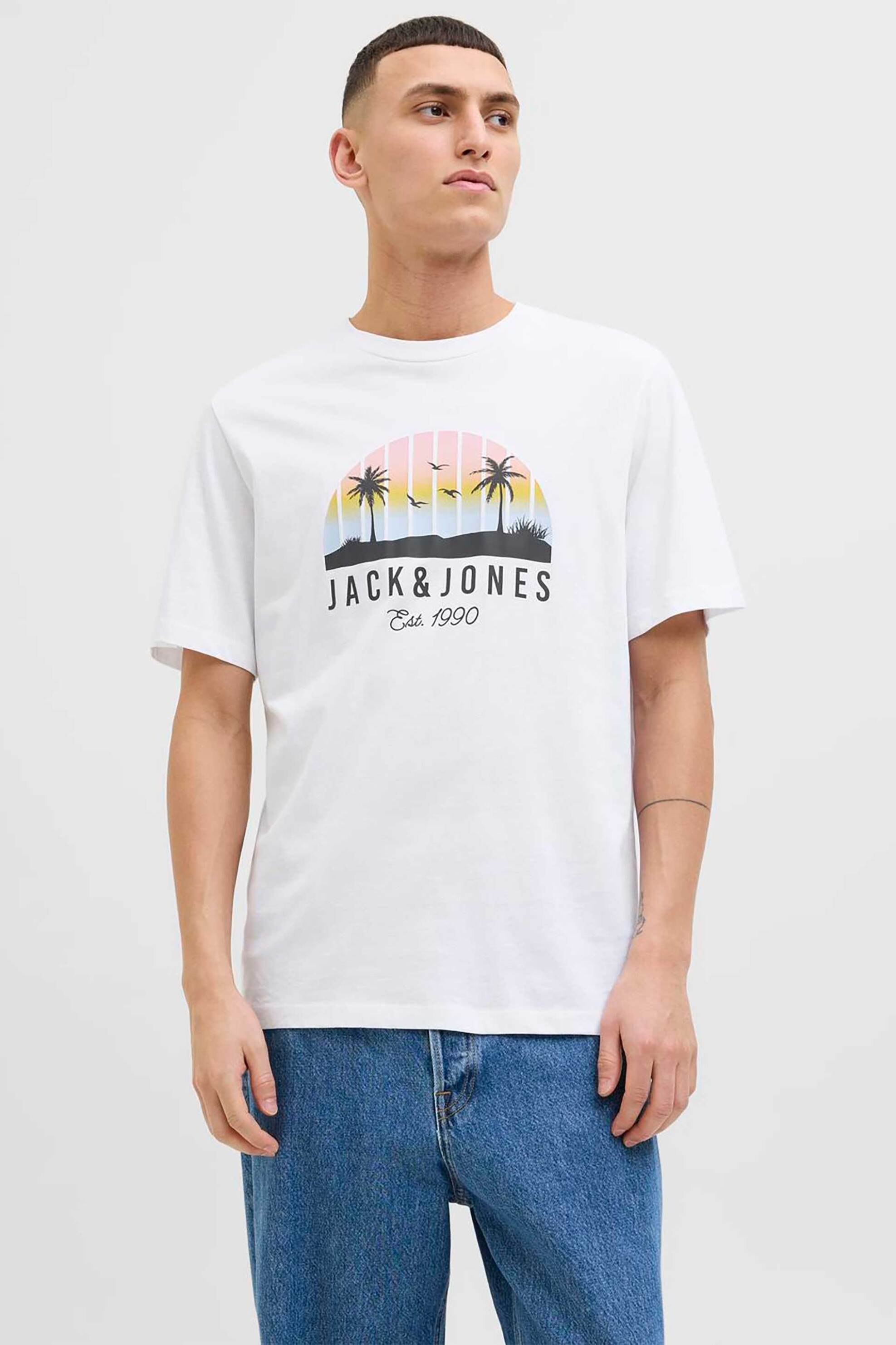 JACK & JONES ανδρικό T-shirt με λογότυπο - 12269418 Λευκό