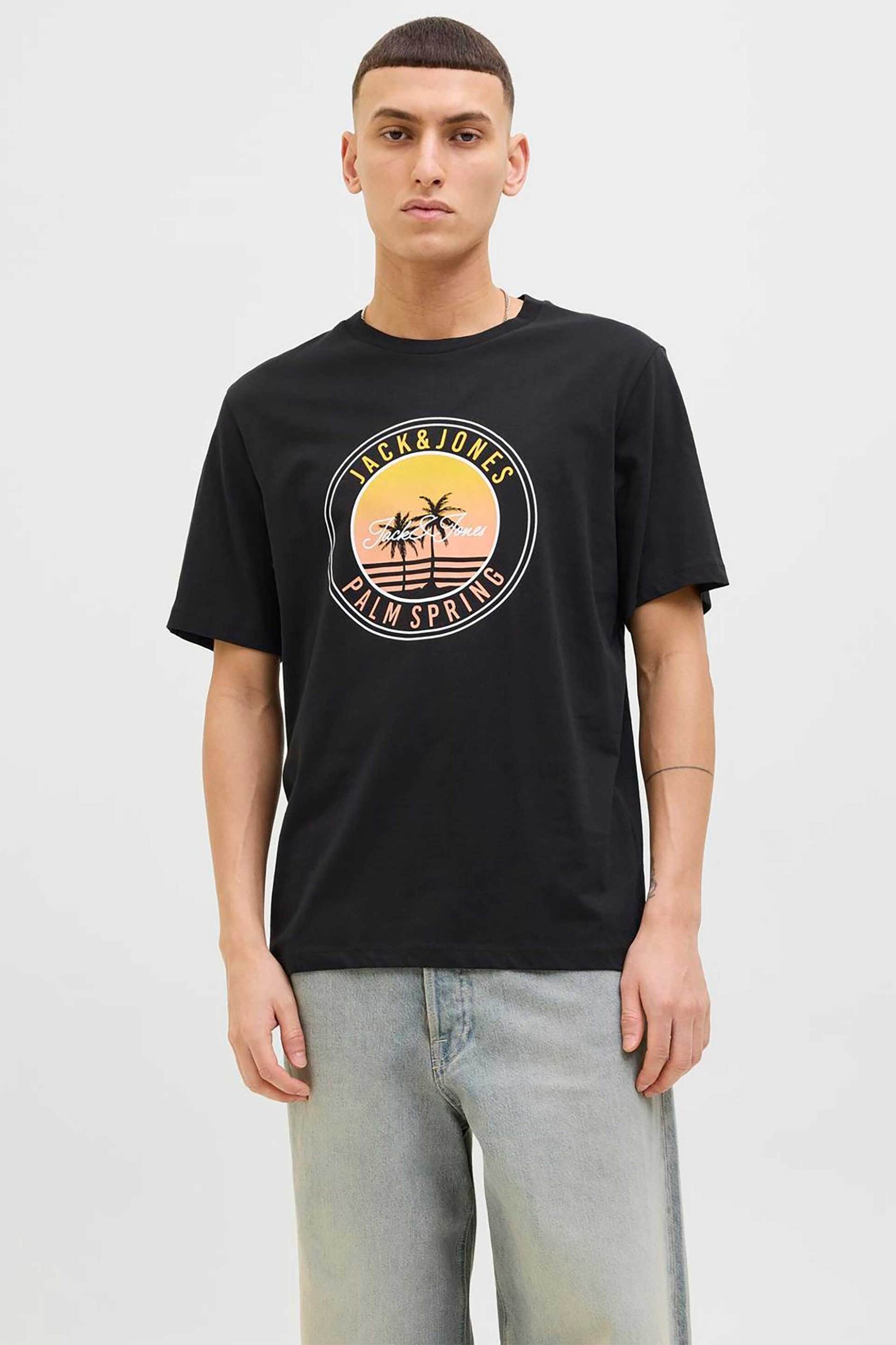 JACK & JONES ανδρικό T-shirt με λογότυπο - 12269418 Μαύρο