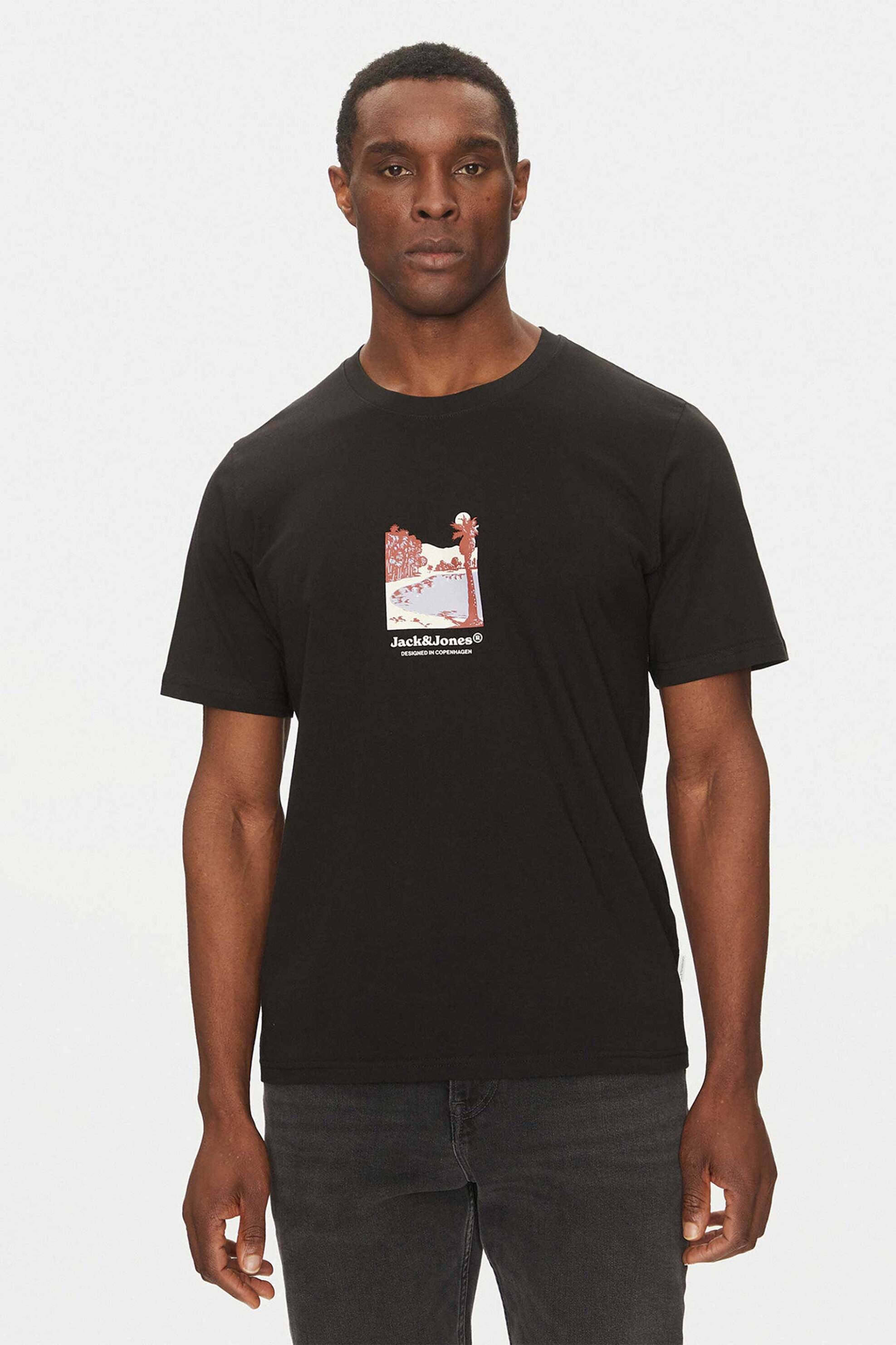 JACK & JONES JACK & JONES ανδρικό T-shirt με λογότυπο - 12273000 Μαύρο