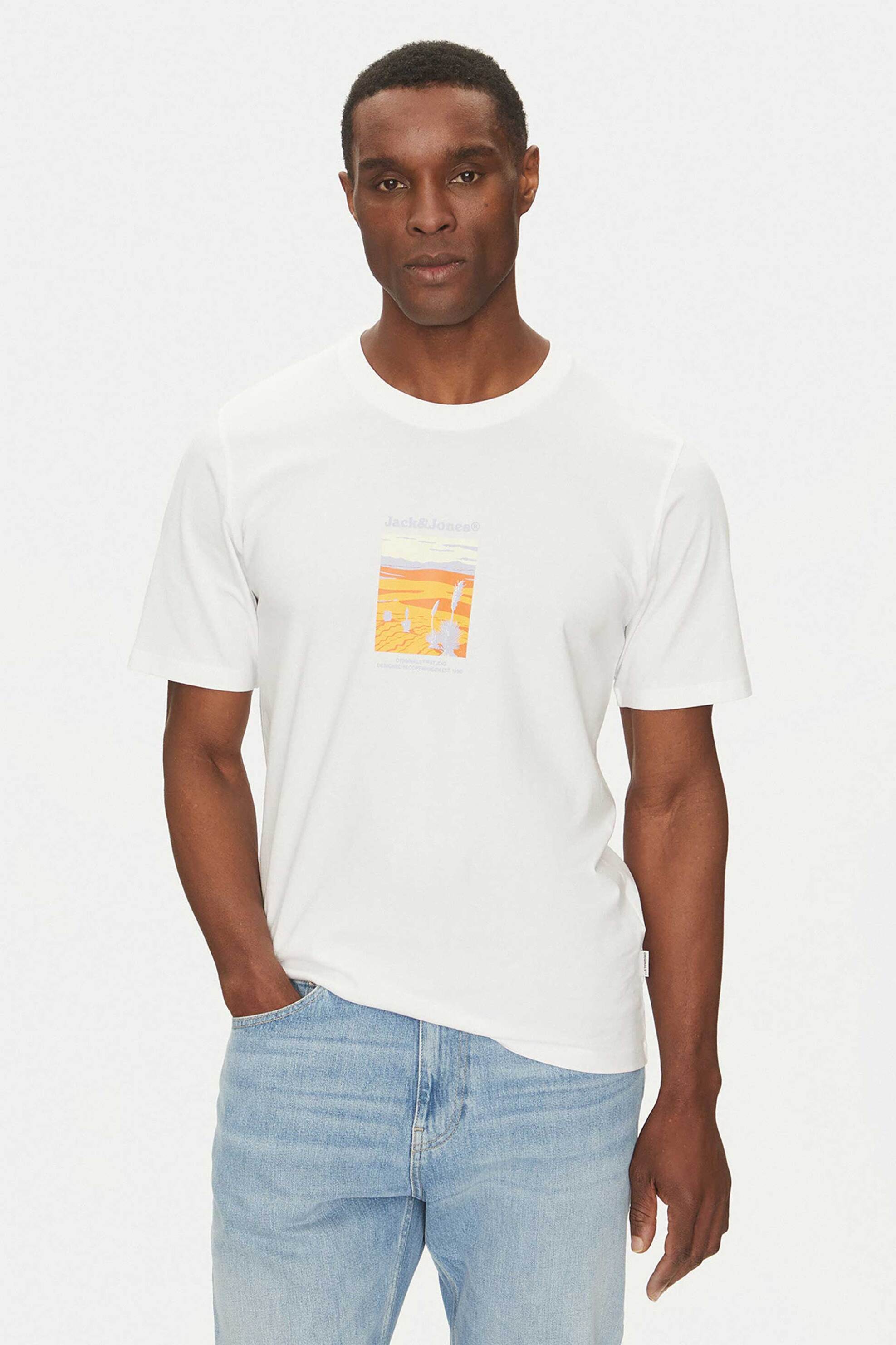 JACK & JONES ανδρικό T-shirt με λογότυπο - 12273000 Λευκό