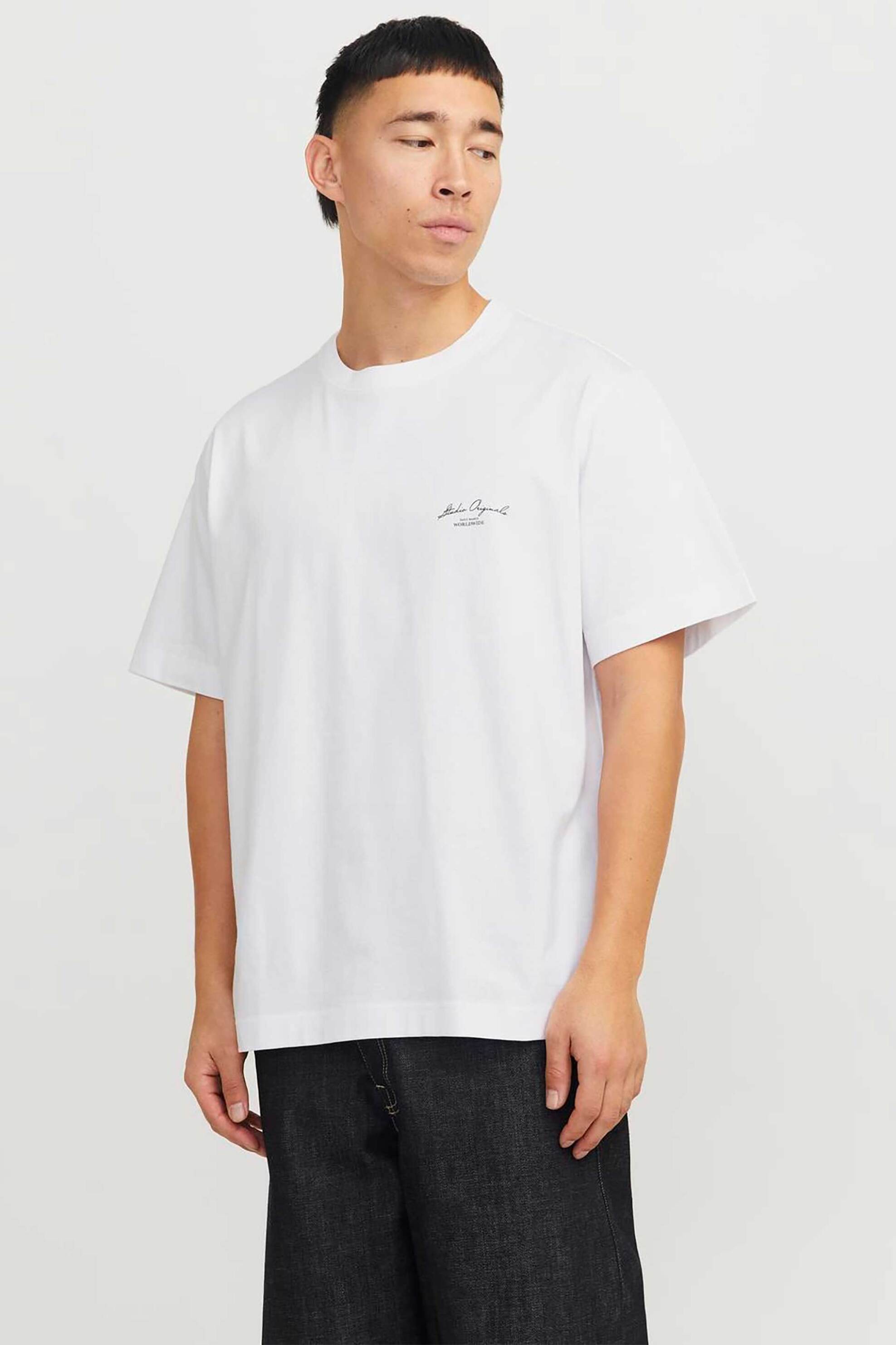 JACK & JONES ανδρικό T-shirt με λογότυπο - 12273015 Λευκό