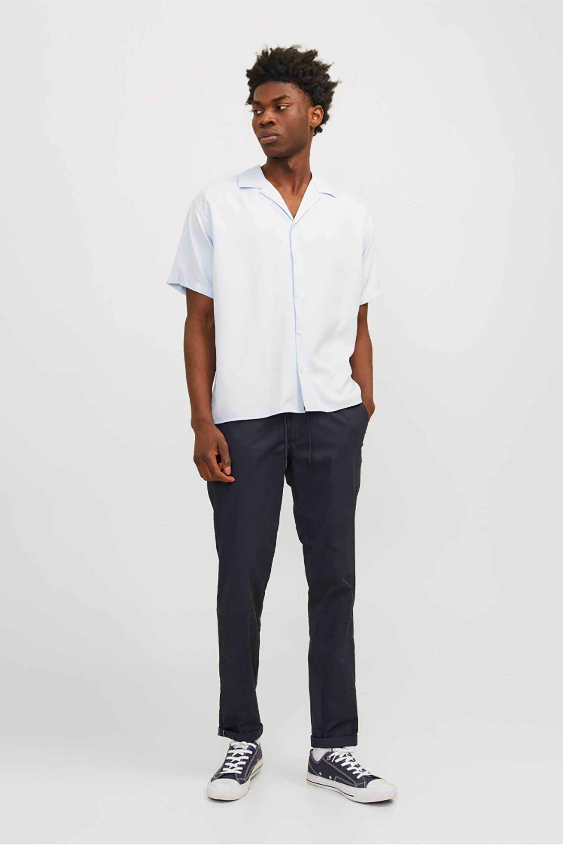 JACK & JONES ανδρικό παντελόνι chino μονόχρωμο - 12253071 Μπλε Σκούρο