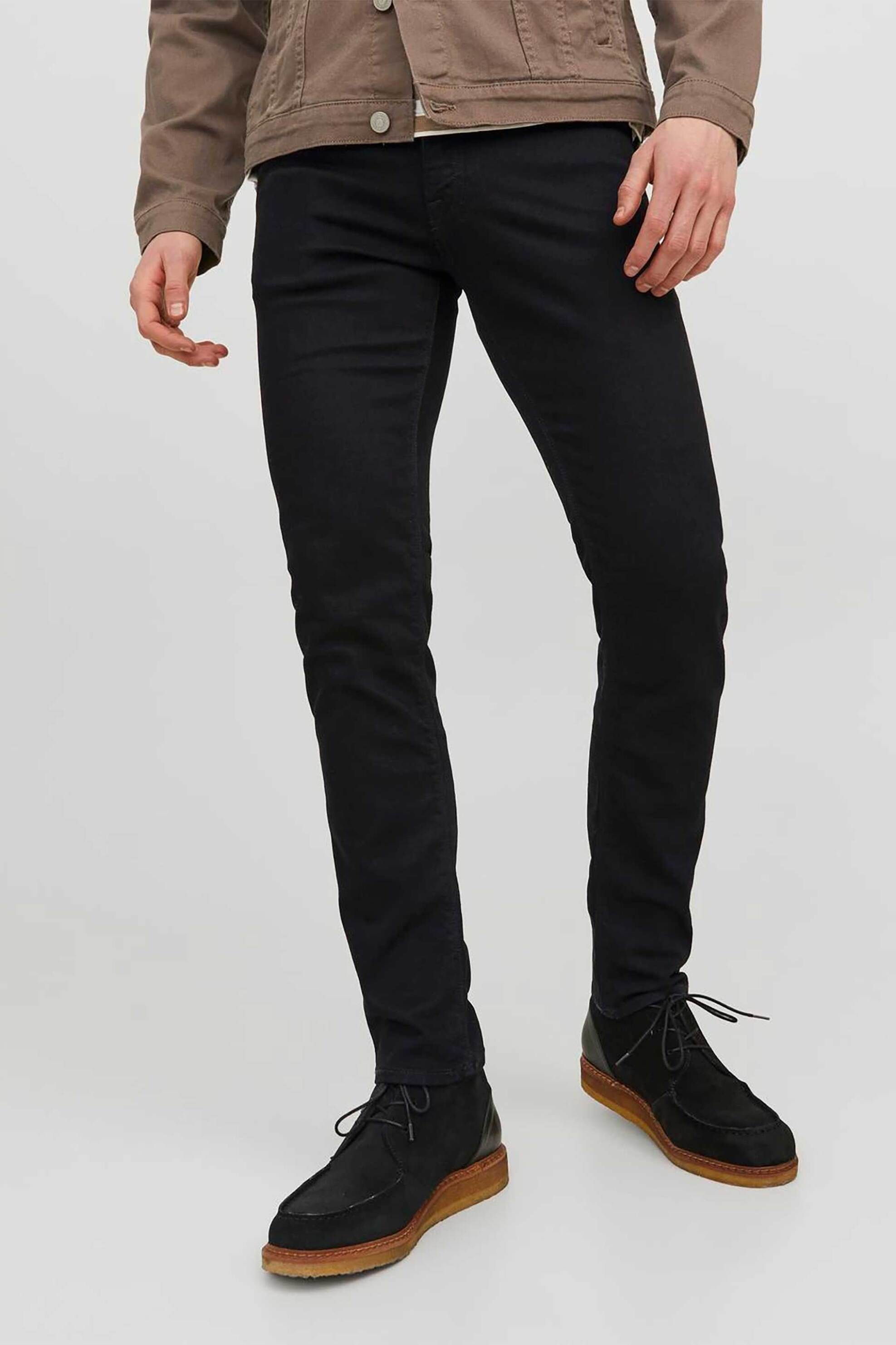 JACK & JONES ανδρικό τζιν παντελόνι πεντάτσεπο μονόχρωμο Slim Fit - 12113450-** Μαύρο φωτογραφία