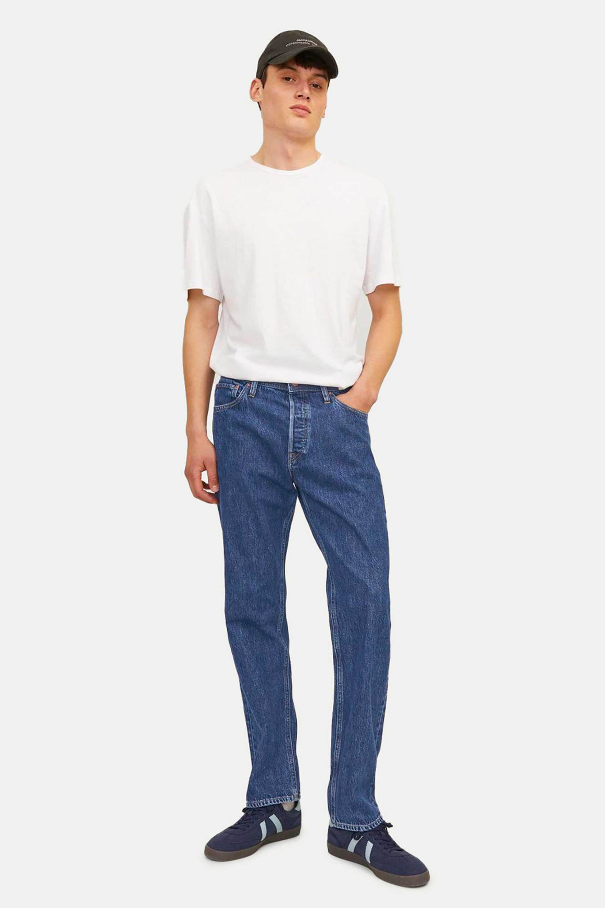 JACK & JONES JACK & JONES ανδρικό τζιν παντελόνι πεντάτσεπο μονόχρωμο Relaxed Fit - 12258101-** Denim Blue