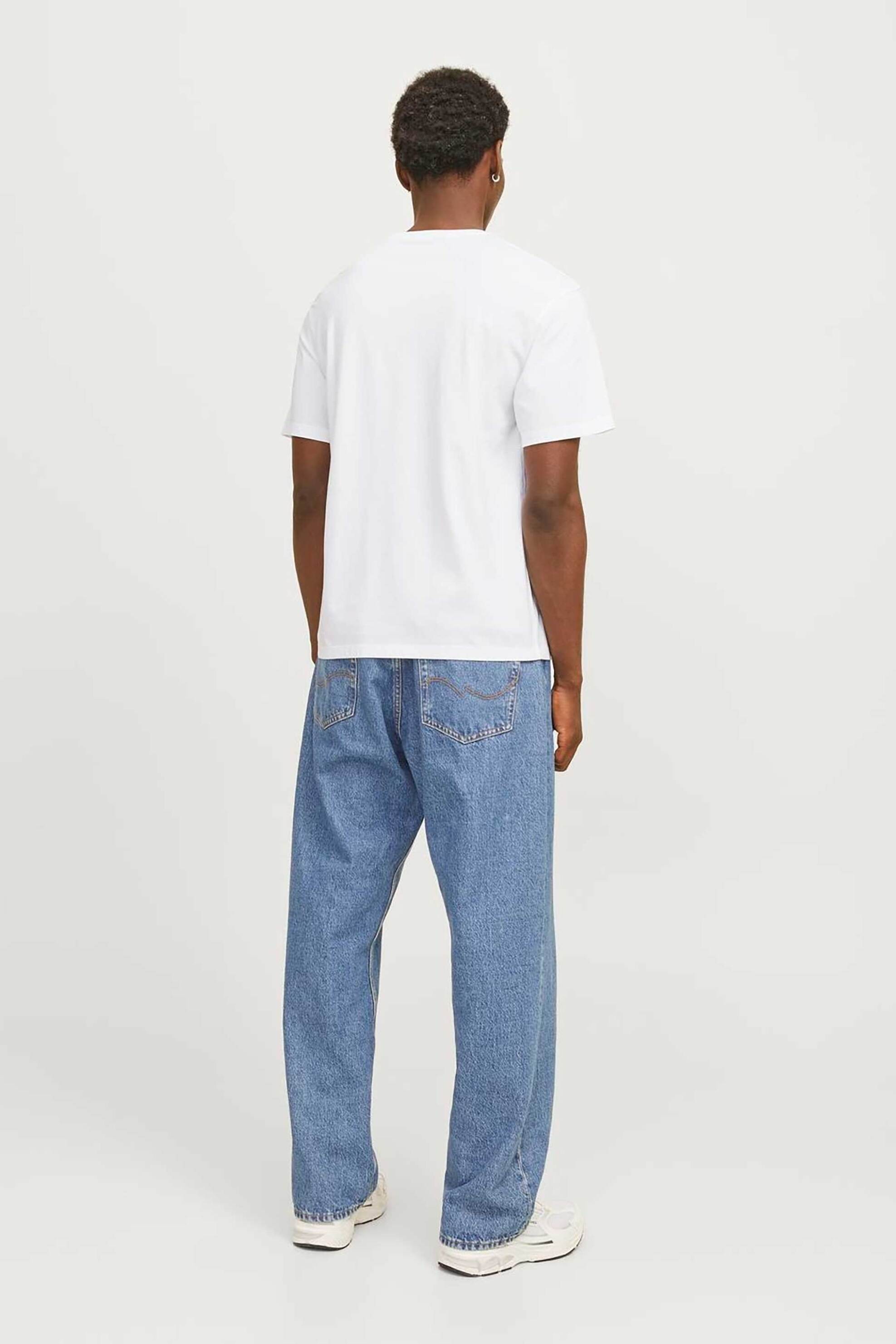 JACK & JONES ανδρικό T-shirt μονόχρωμο με logo print Relaxed Fit - 12268415 Λευκό φωτογραφία