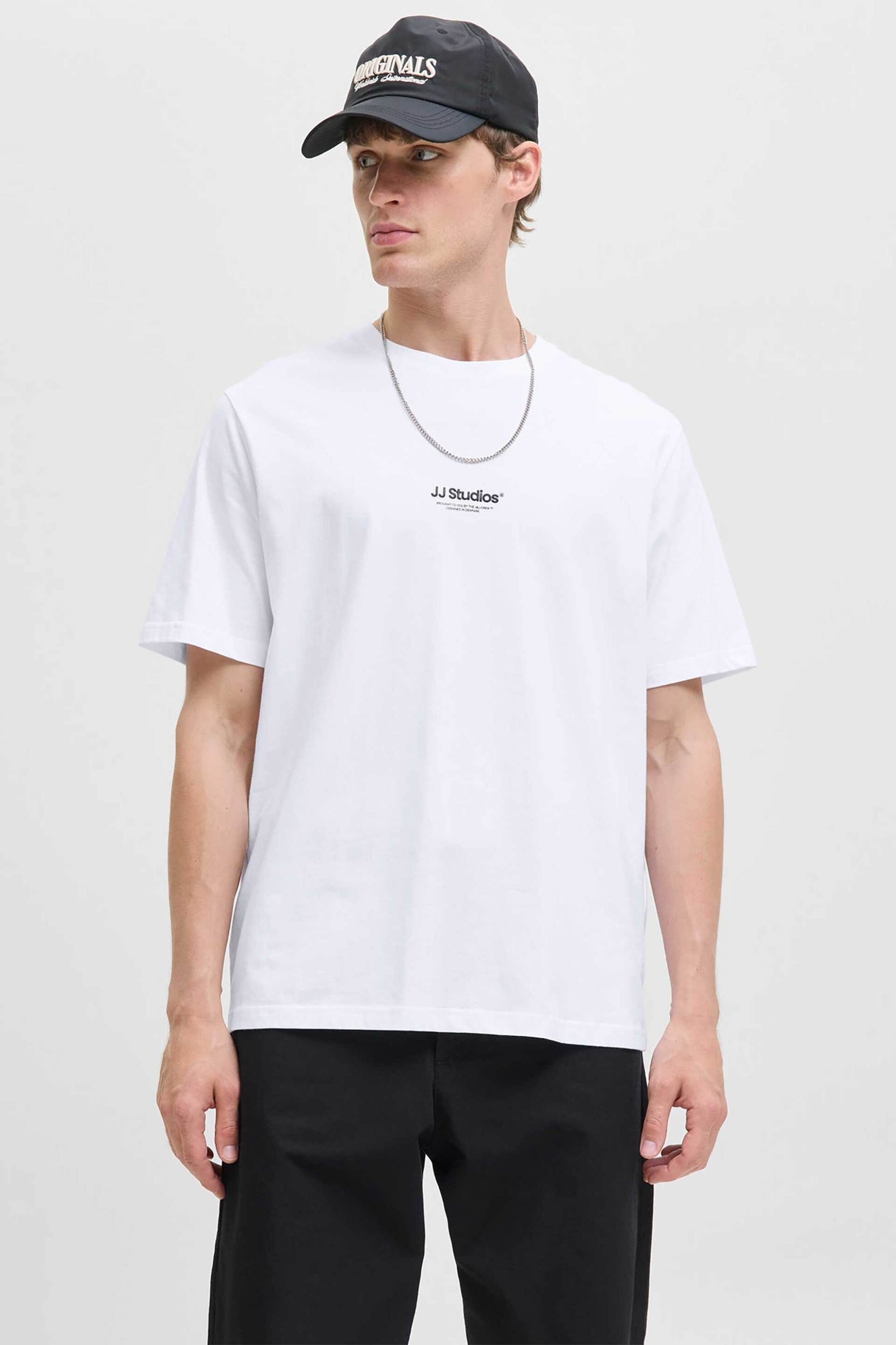 JACK & JONES ανδρικό T-shirt μονόχρωμο με lettering - 12278787 Καφέ