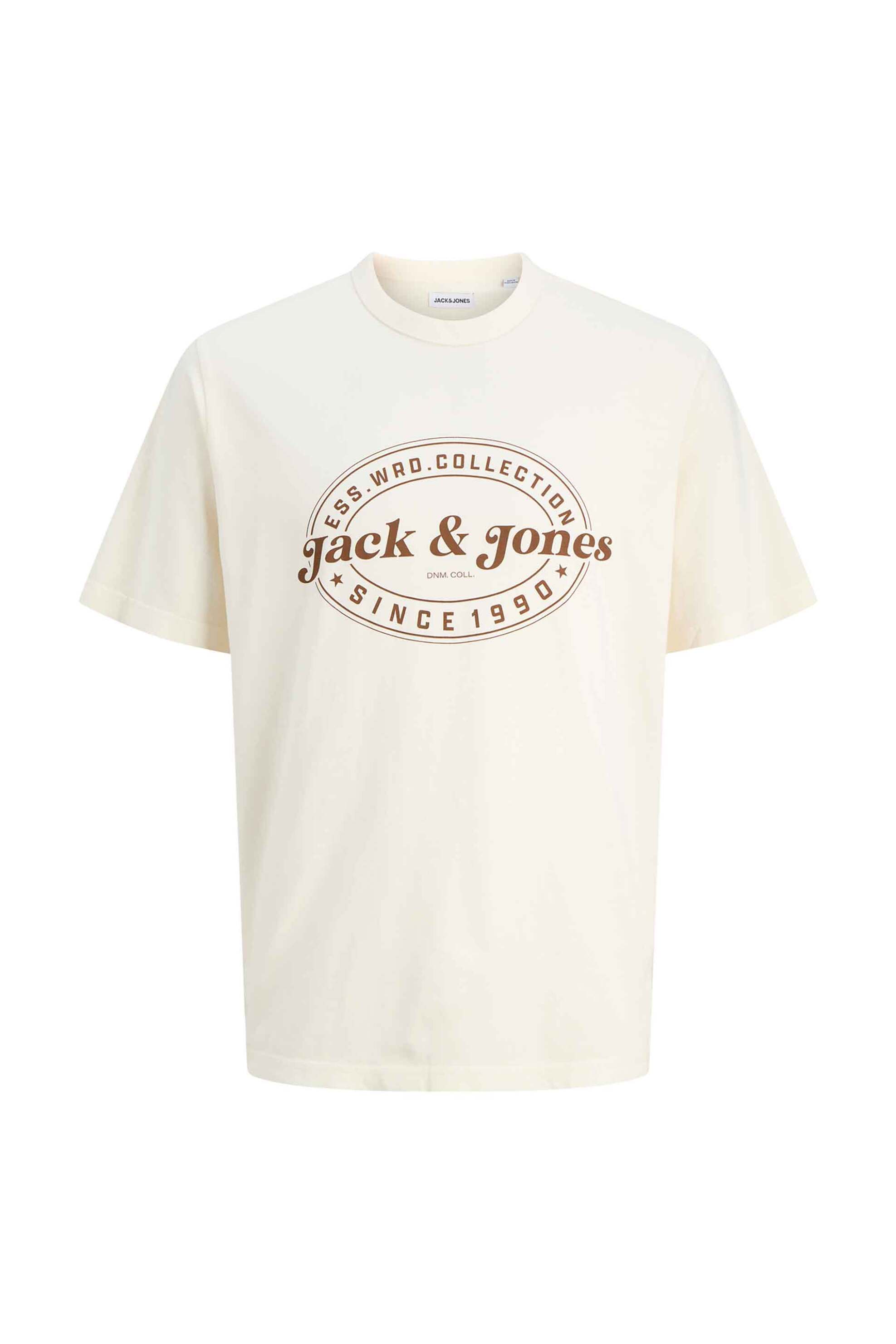 JACK & JONES ανδρικό T-shirt μονόχρωμο με logo print Relaxed Fit - 12279524 Καφέ φωτογραφία