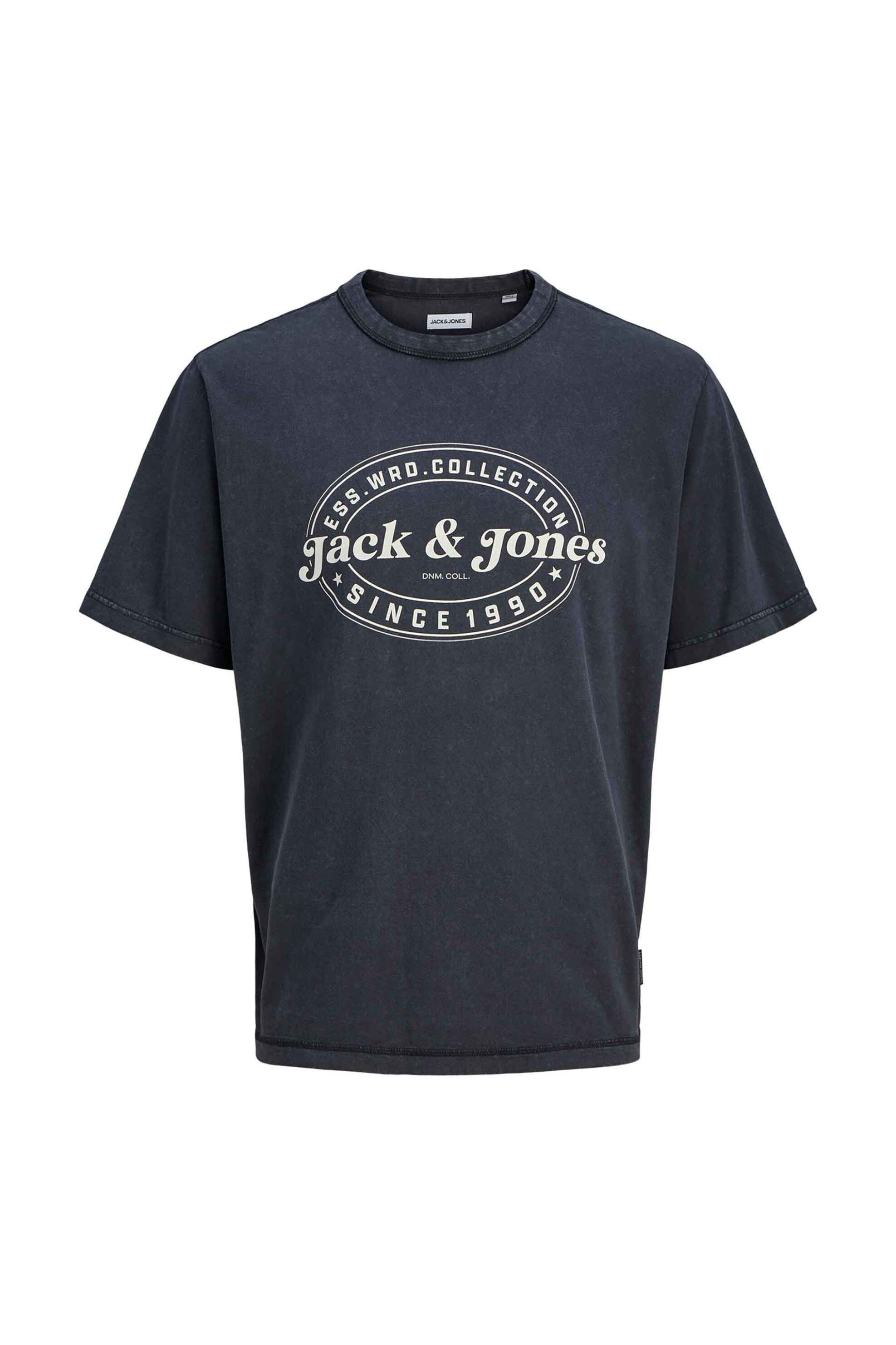 JACK & JONES ανδρικό T-shirt μονόχρωμο με logo print Relaxed Fit - 12279524 Μαύρο φωτογραφία