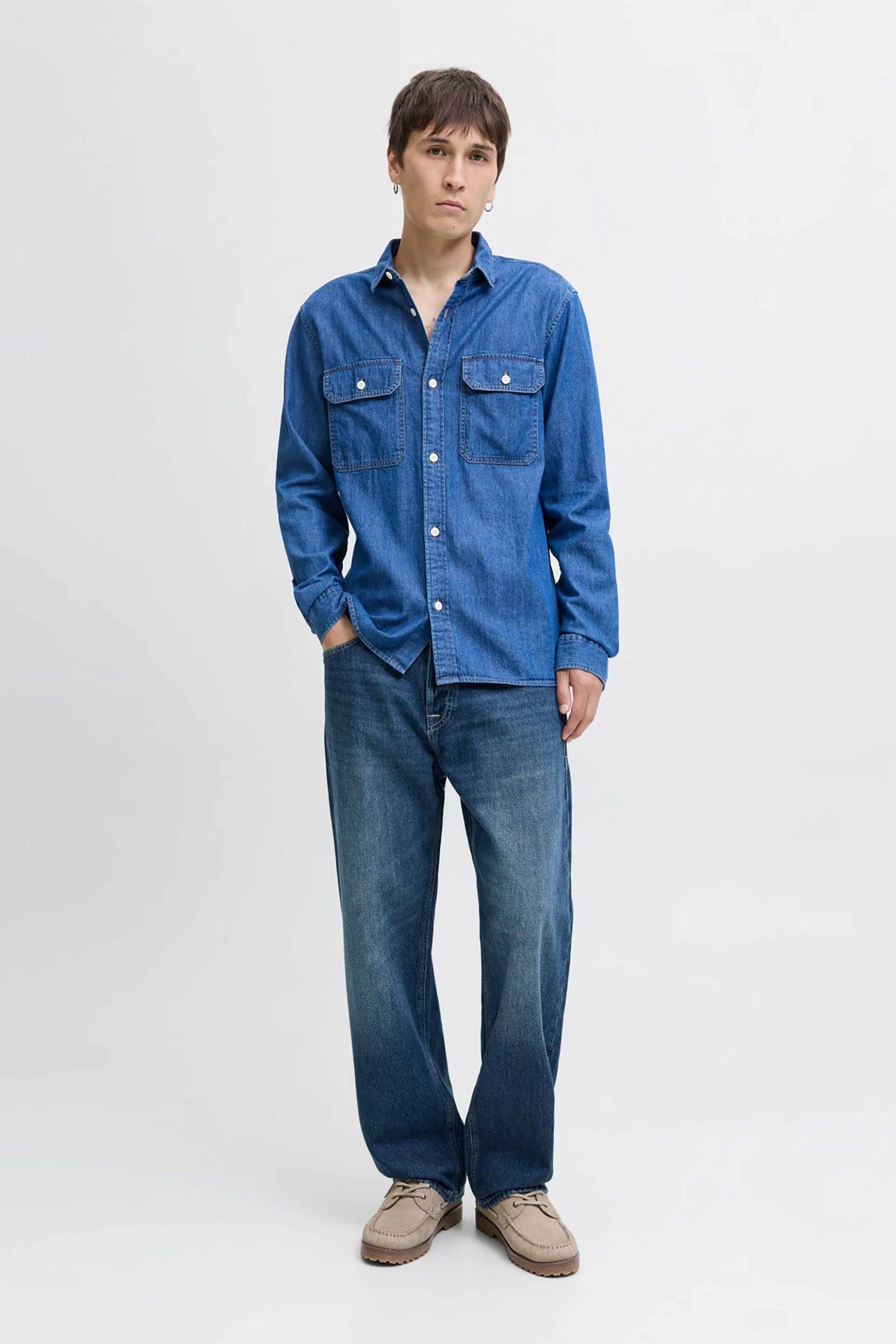 JACK & JONES JACK & JONES ανδρικό τζιν παντελόνι πεντάτσεπο Loose Fit ''Jjieddie Jjoriginal'' - 12278114 Denim Blue