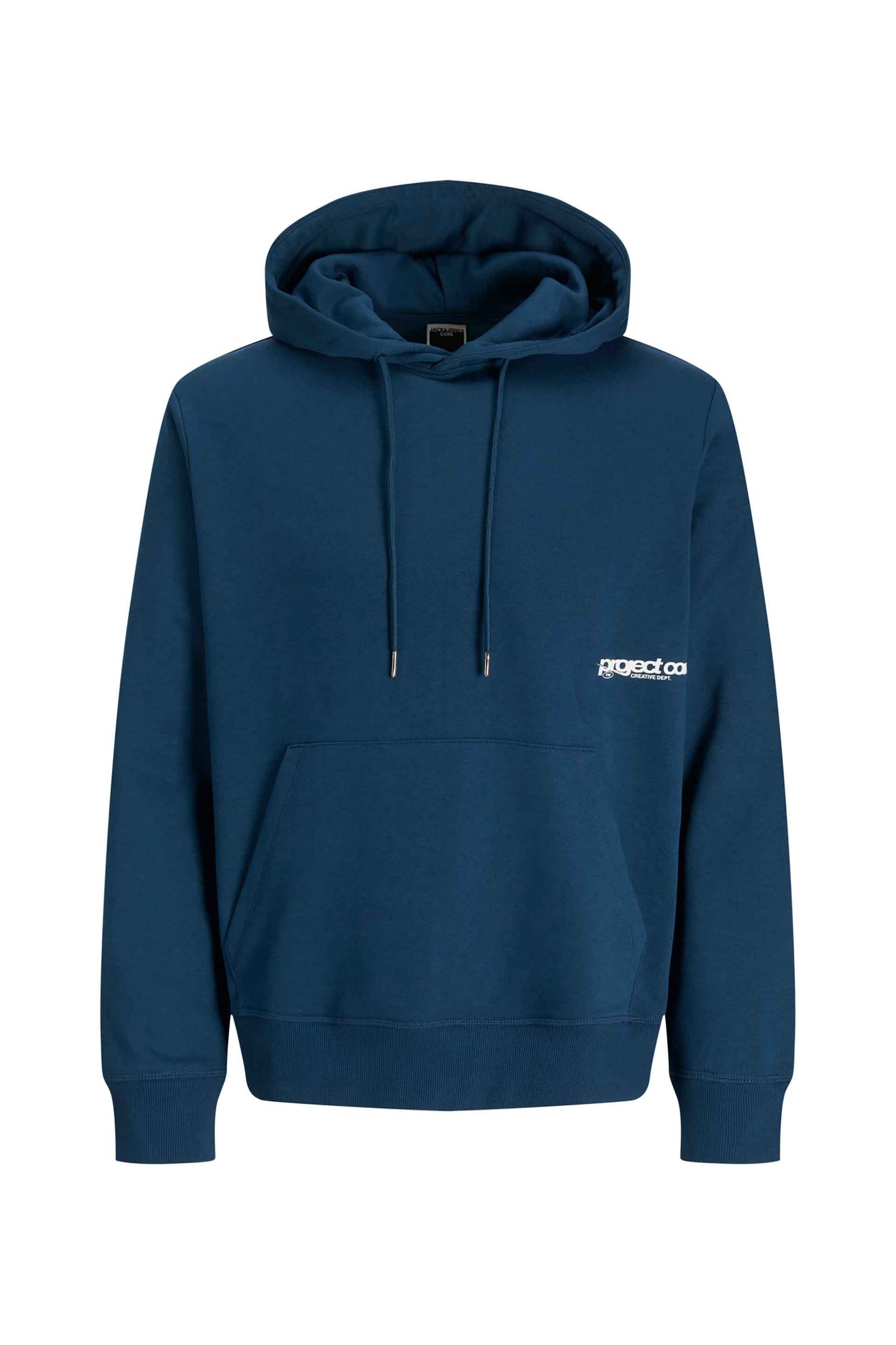JACK & JONES ανδρική μπλούζα φούτερ με κουκούλα - 12282705 Μπλε