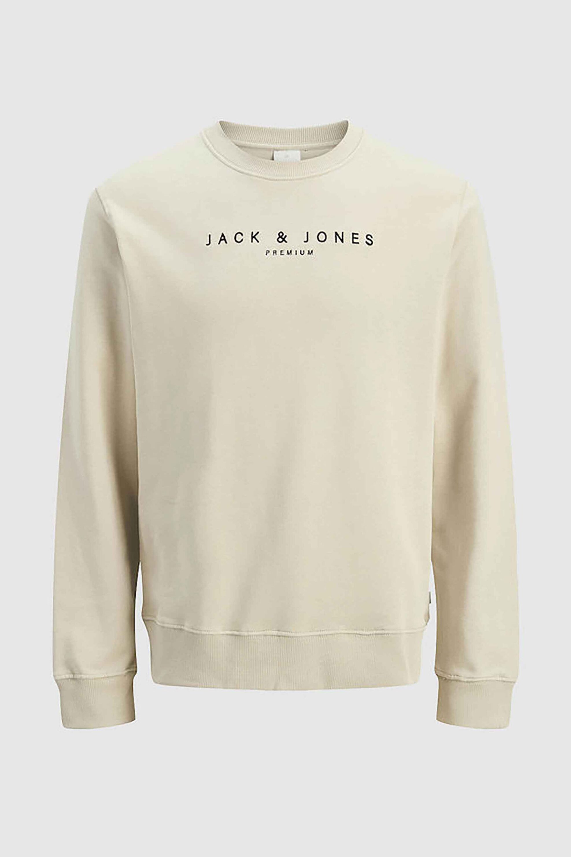 JACK & JONES ανδρική μπλούζα φούτερ με logo print - 12283436 Κρέμ