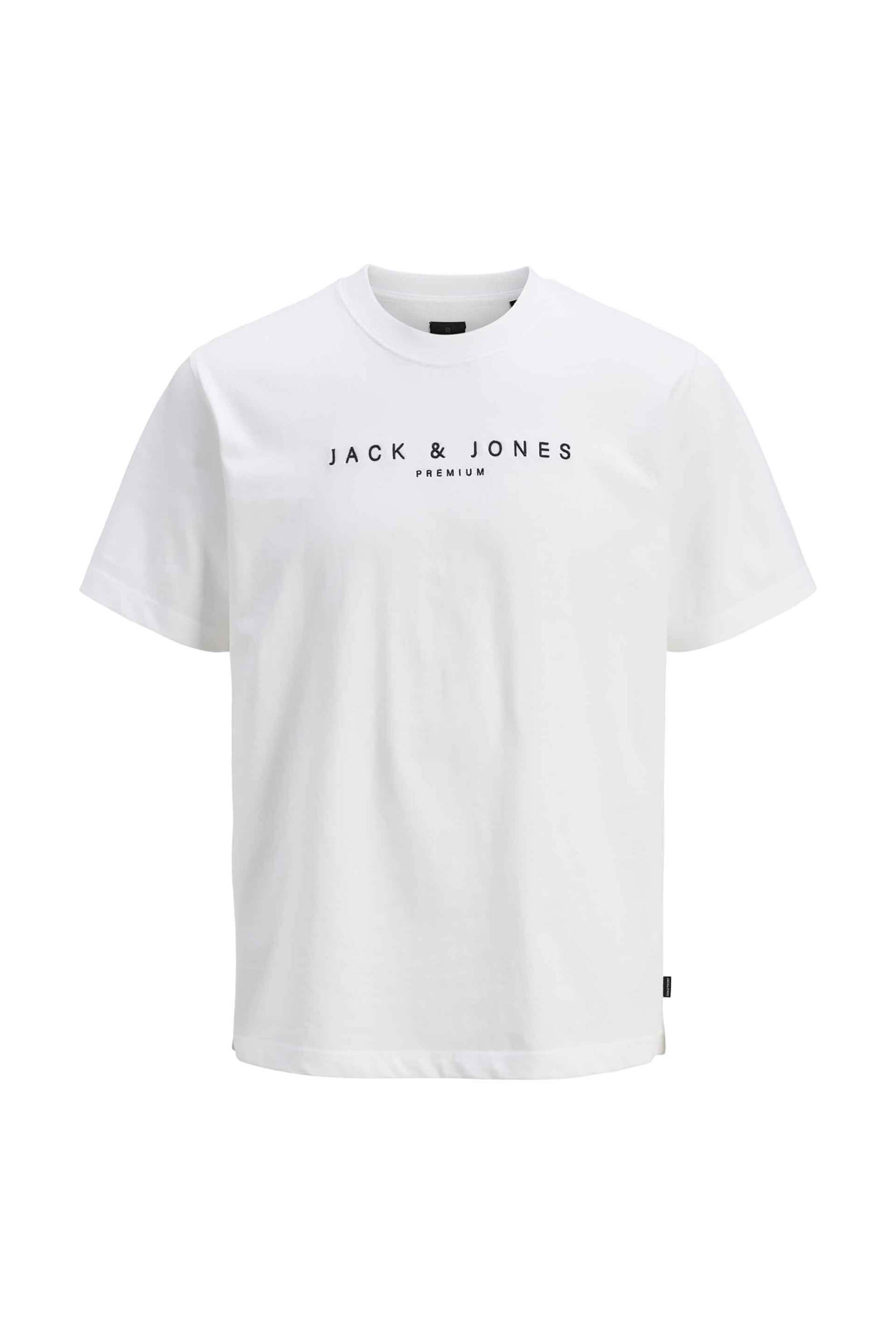 JACK & JONES ανδρικό T-shirt μονόχρωμο με logo print Relaxed Fit - 12275186 Λευκό