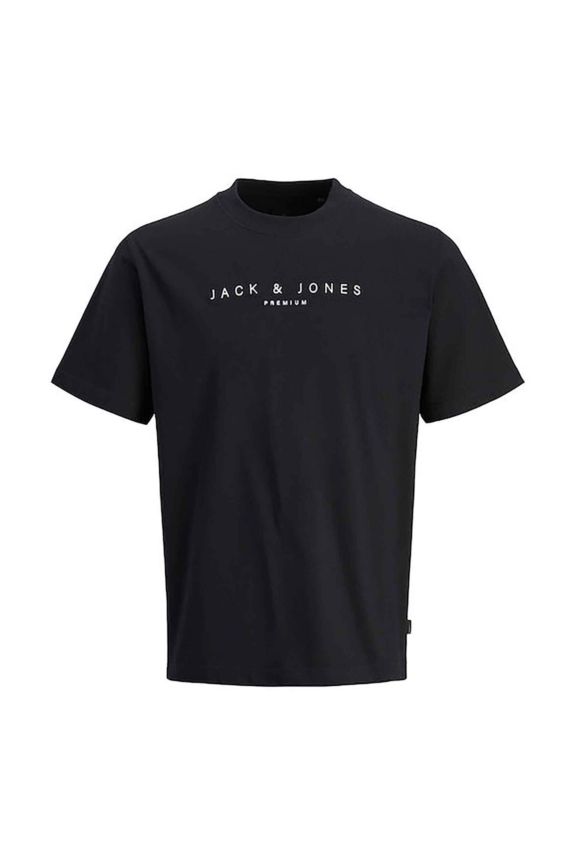 JACK & JONES ανδρικό T-shirt μονόχρωμο με logo print Relaxed Fit - 12275186 Μαύρο