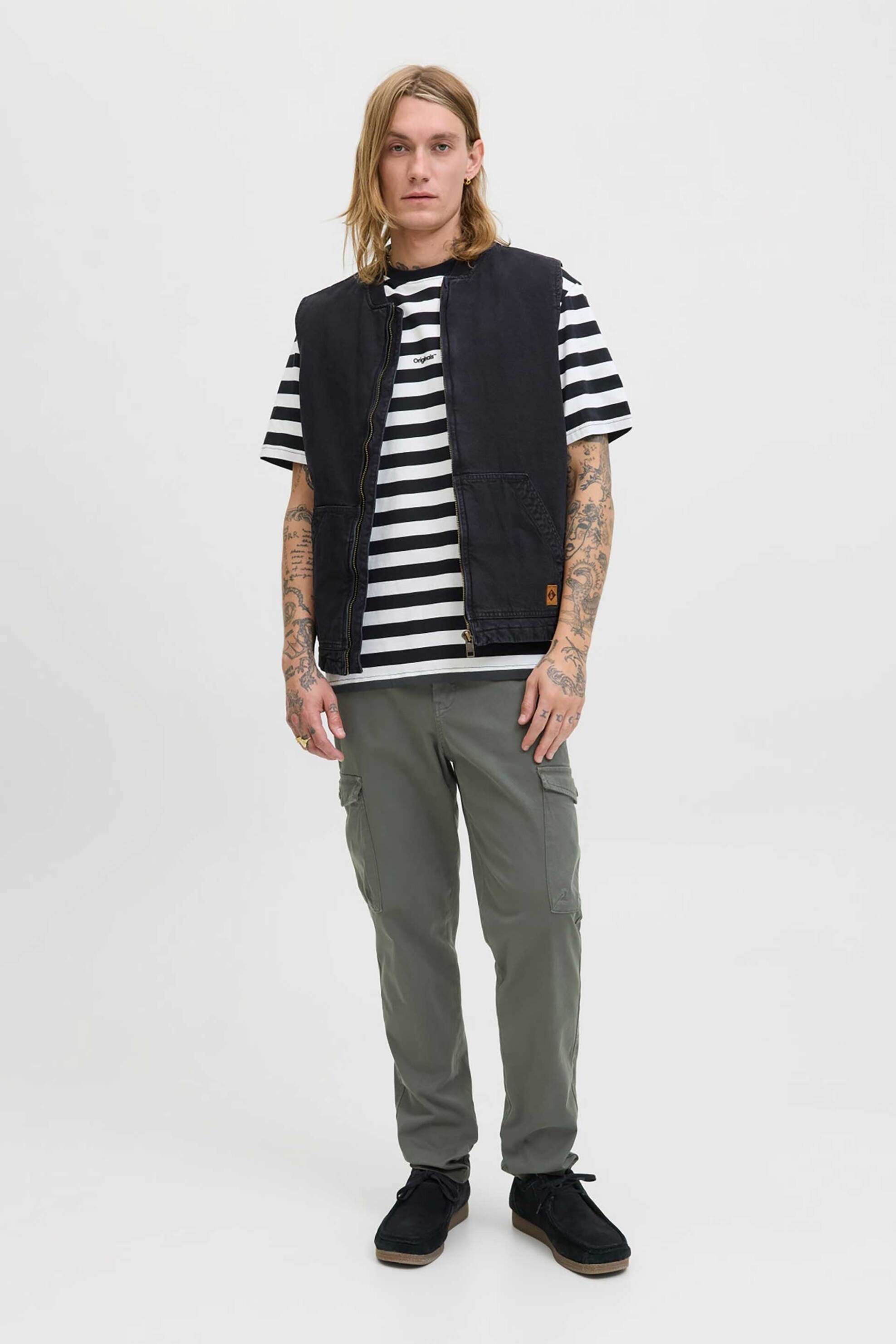 JACK & JONES JACK & JONES ανδρικό παντελόνι cargo μονόχρωμο Tapered Fit - 12282388 Λαδί