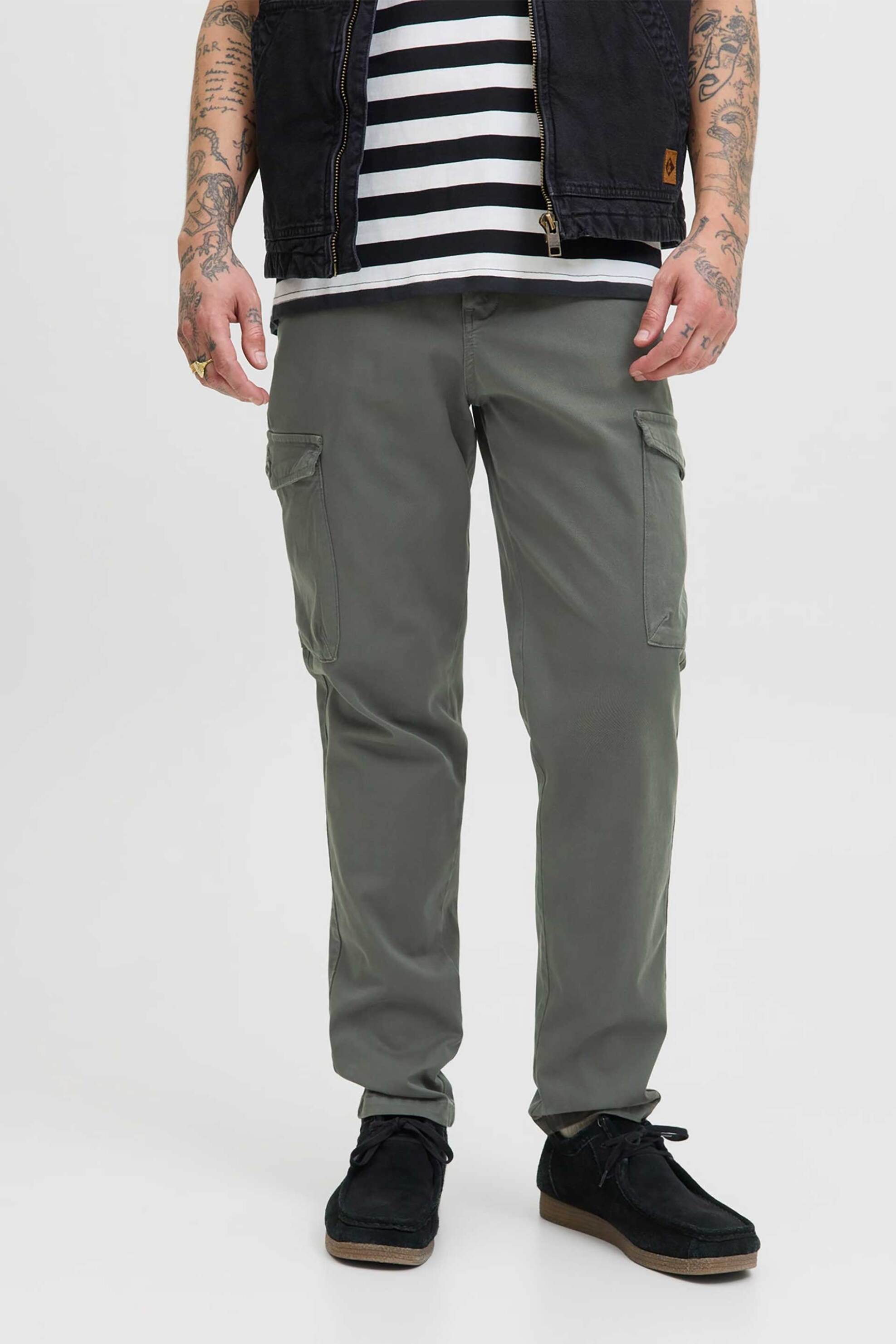 JACK & JONES ανδρικό παντελόνι cargo μονόχρωμο Tapered Fit - 12282388 Λαδί φωτογραφία