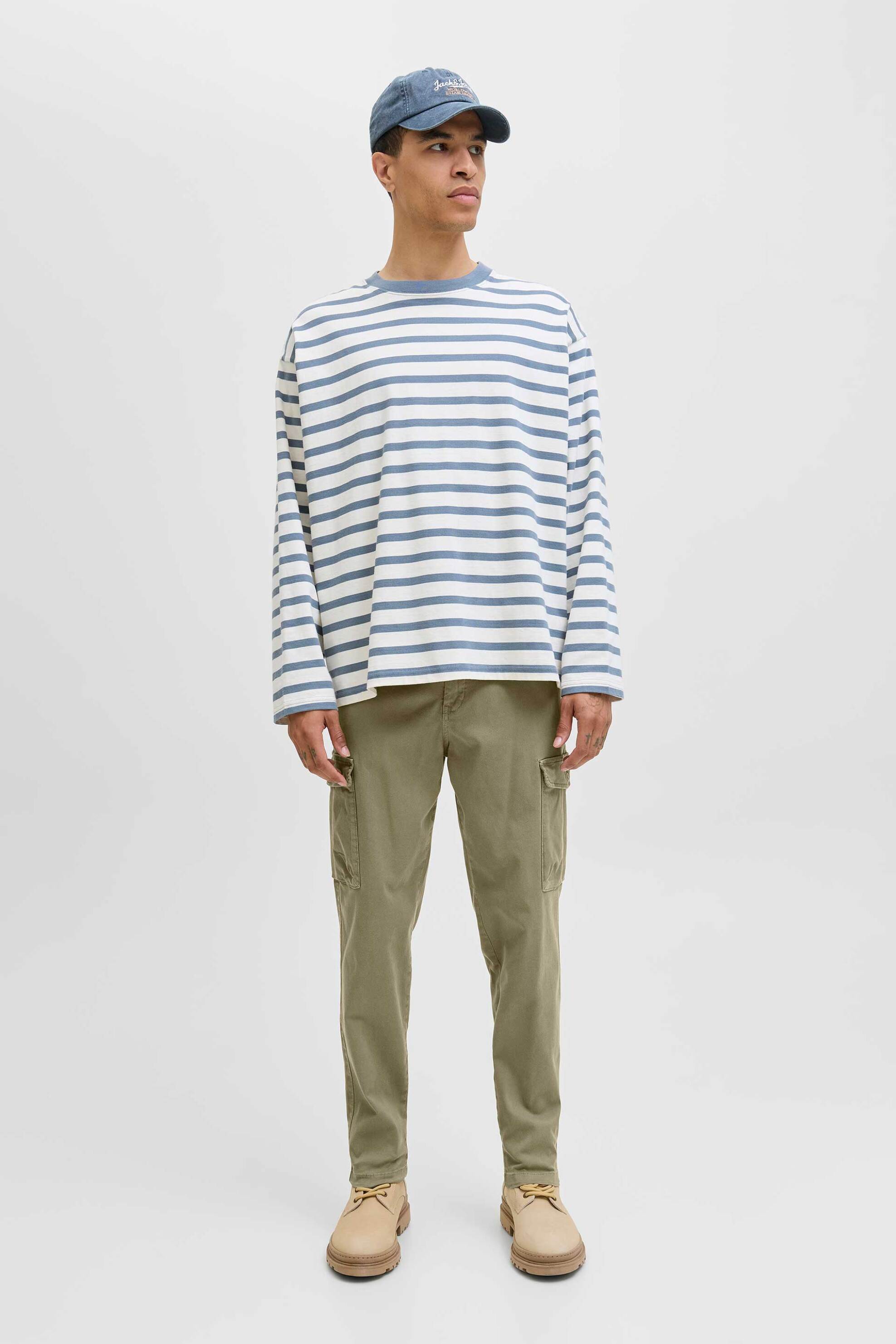 JACK & JONES ανδρικό παντελόνι cargo Tapered Fit - 12282388 Λαδί