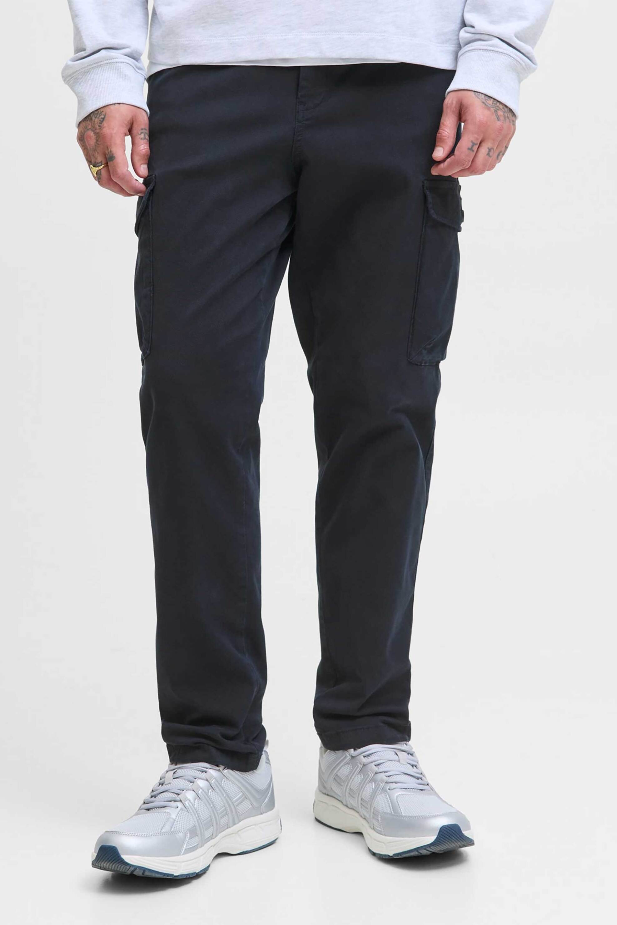 JACK & JONES ανδρικό παντελόνι cargo μονόχρωμο Tapered Fit - 12282388 Σκούρο Μπλε φωτογραφία