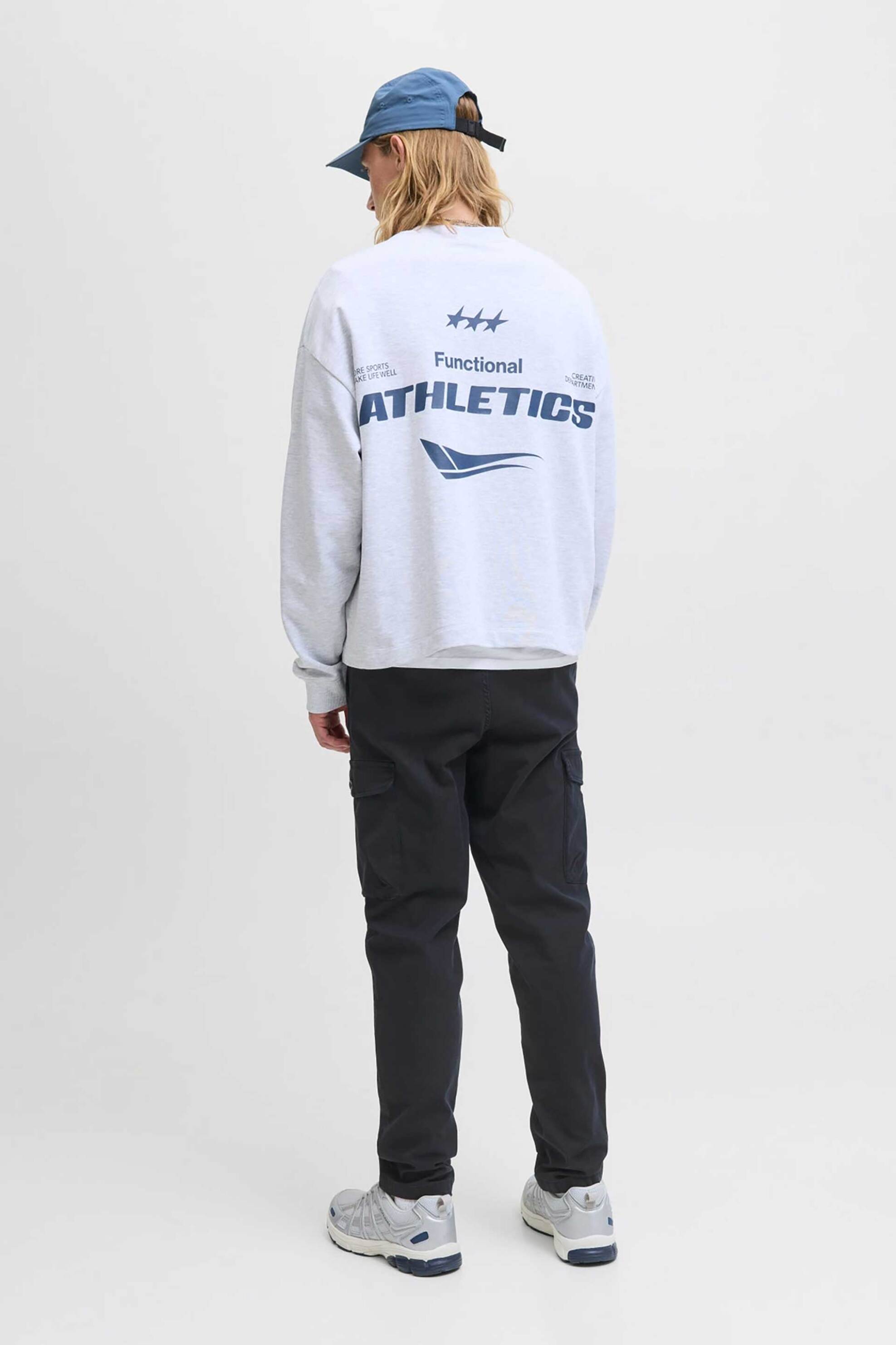 JACK & JONES ανδρικό παντελόνι cargo μονόχρωμο Tapered Fit - 12282388 Σκούρο Μπλε φωτογραφία