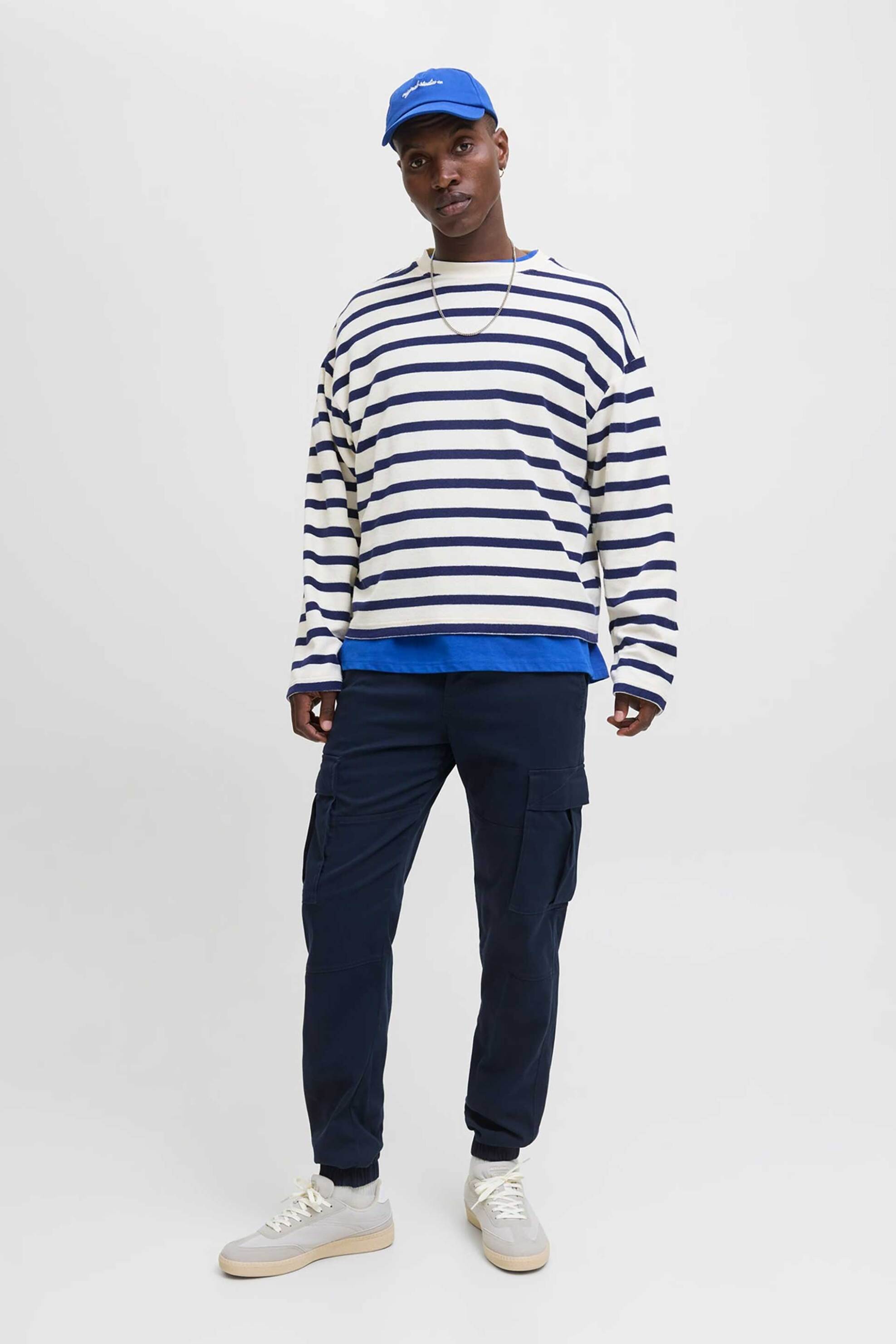 JACK & JONES JACK & JONES ανδρικό παντελόνι cargo μονόχρωμο Relaxed Fit - 12268261 Σκούρο Μπλε