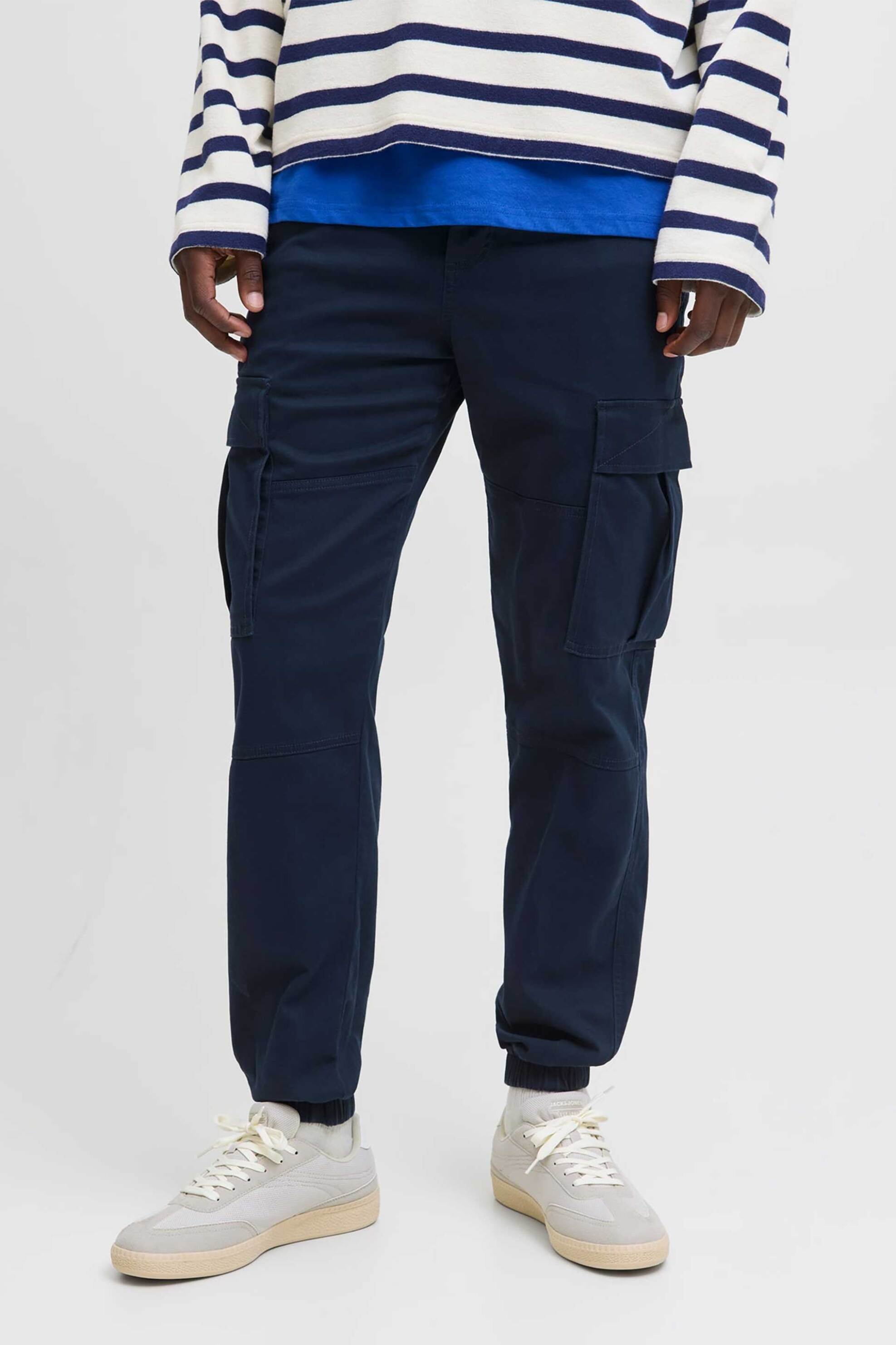 JACK & JONES ανδρικό παντελόνι cargo μονόχρωμο Relaxed Fit - 12268261 Σκούρο Μπλε φωτογραφία