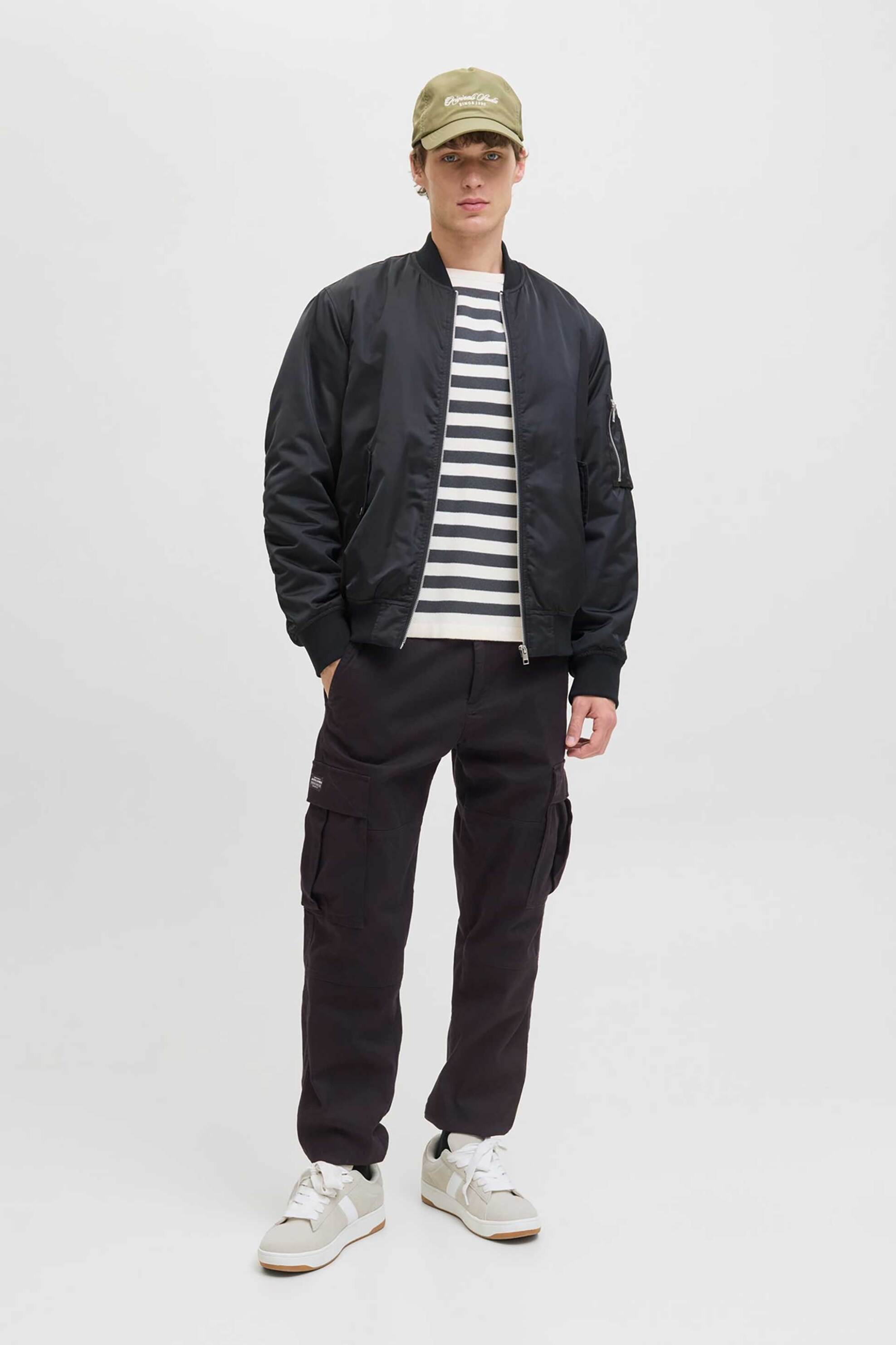 JACK & JONES JACK & JONES ανδρικό παντελόνι cargo μονόχρωμο Relaxed Fit - 12268261 Μαύρο