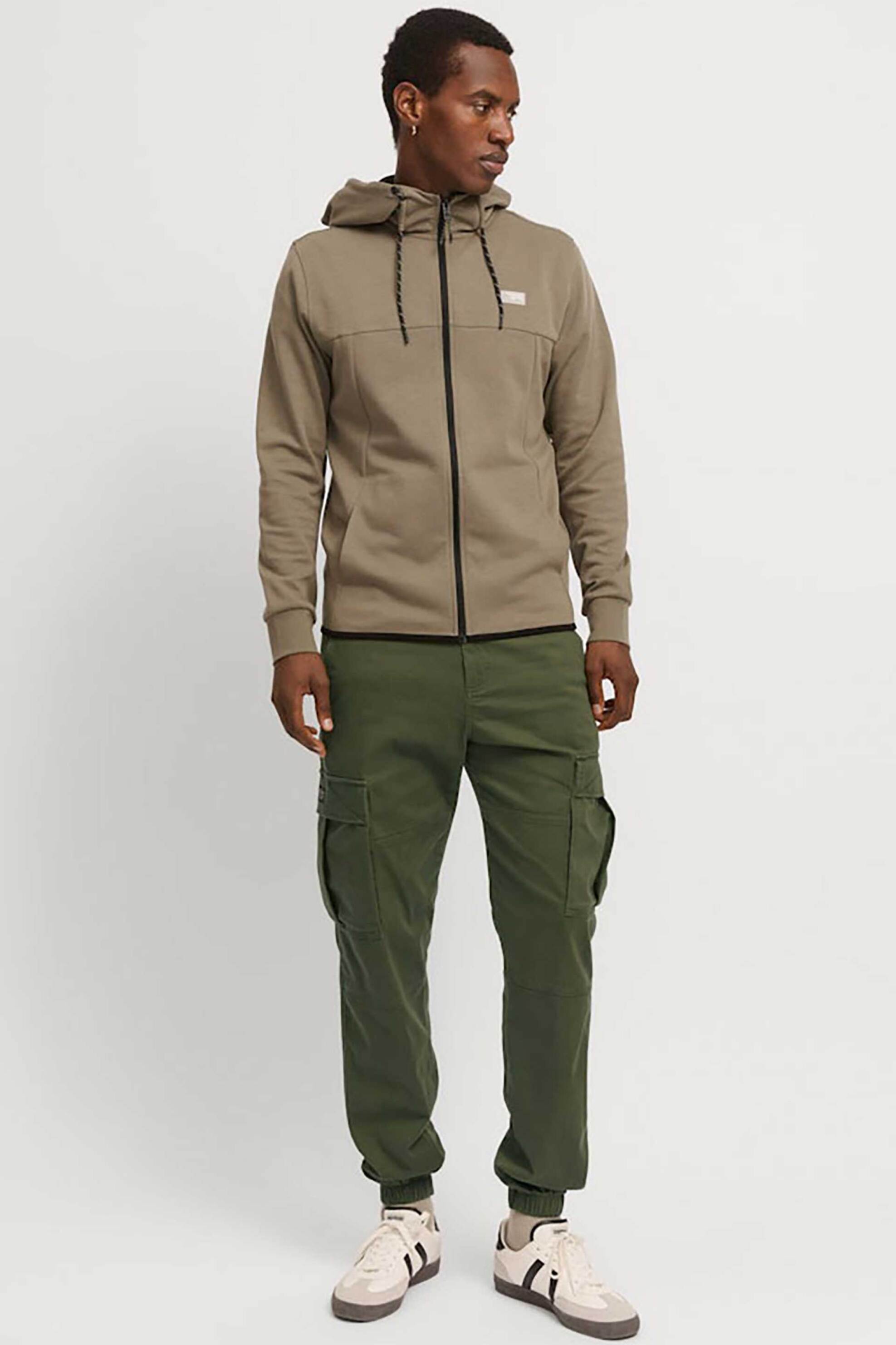 JACK & JONES JACK & JONES ανδρικό παντελόνι cargo μονόχρωμο Relaxed Fit - 12268261 Λαδί